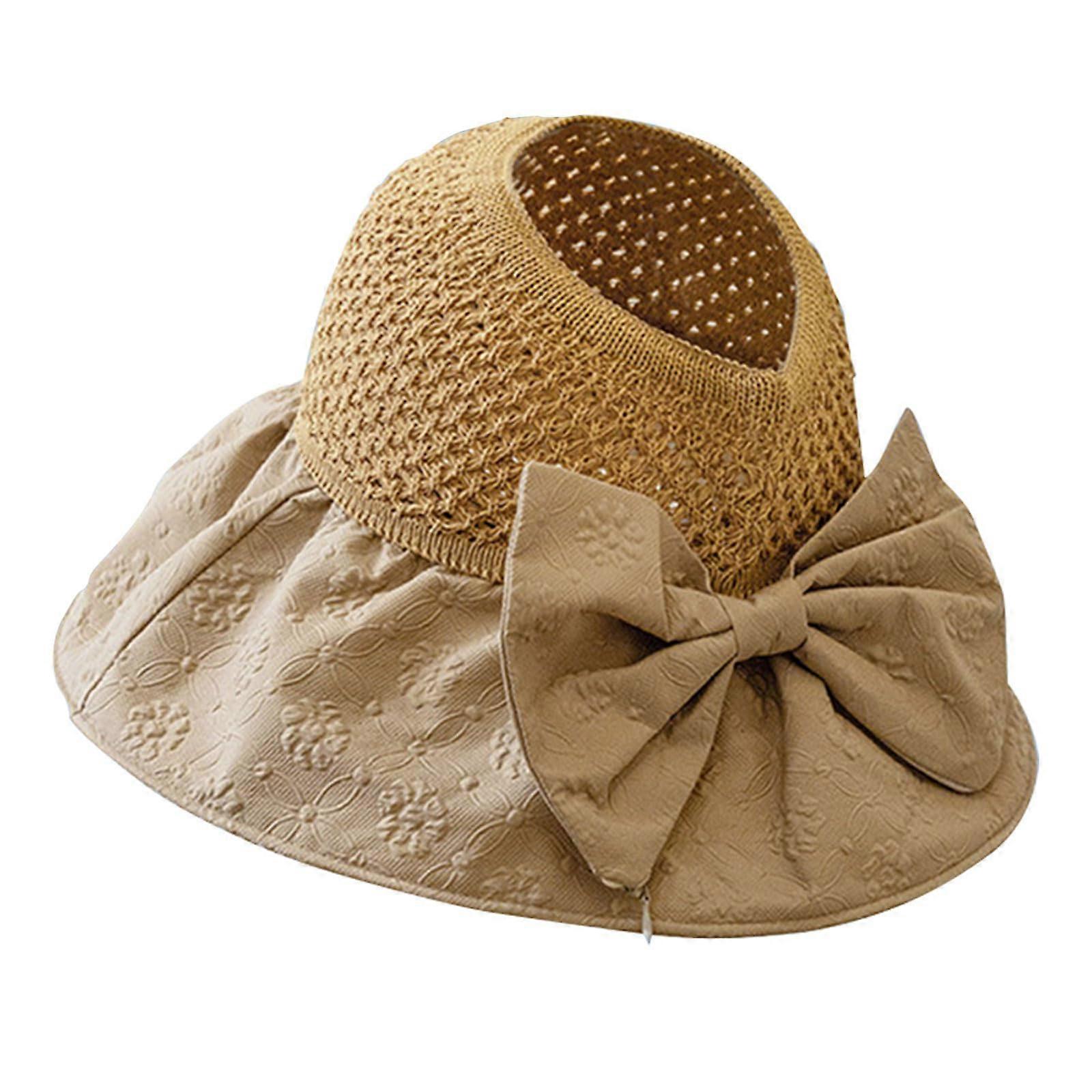 Women's Roll-Up Straw Visor Hat UPF 50+ Packable Sun Protection Beach Cap Adjustable Fit Lightweight Summer Accessory