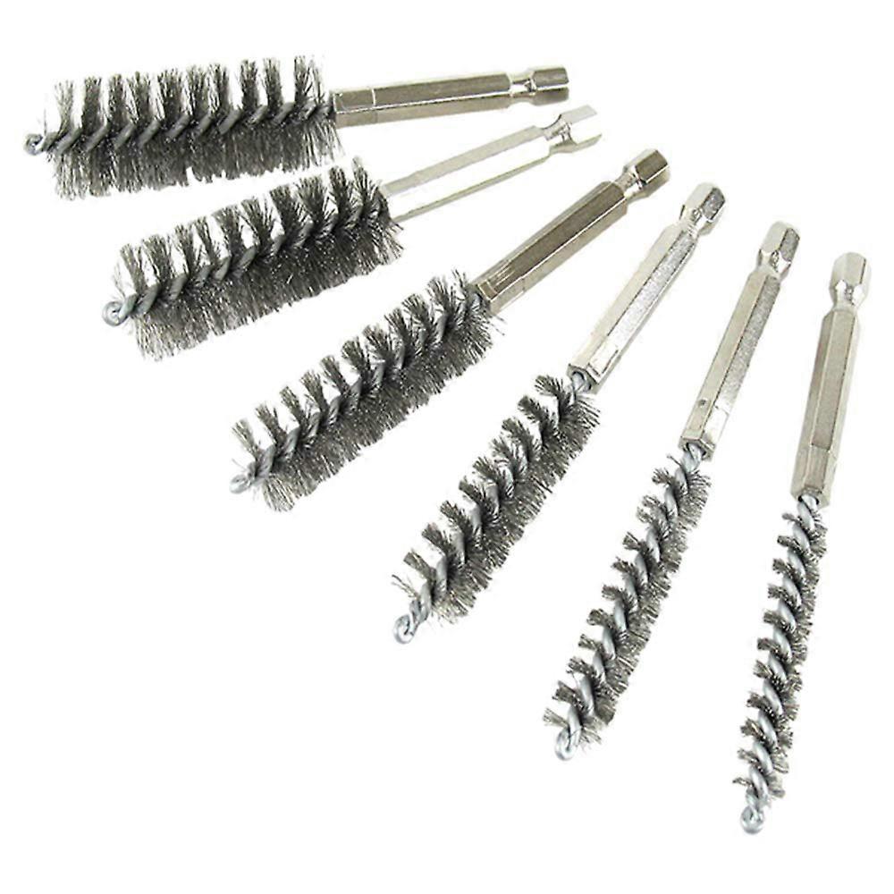 6-Piece Hole Brush Set Stainless Steel Twisted Wire for Pipe and Port Cleaning Tool Accessories, Durable and Versatile
