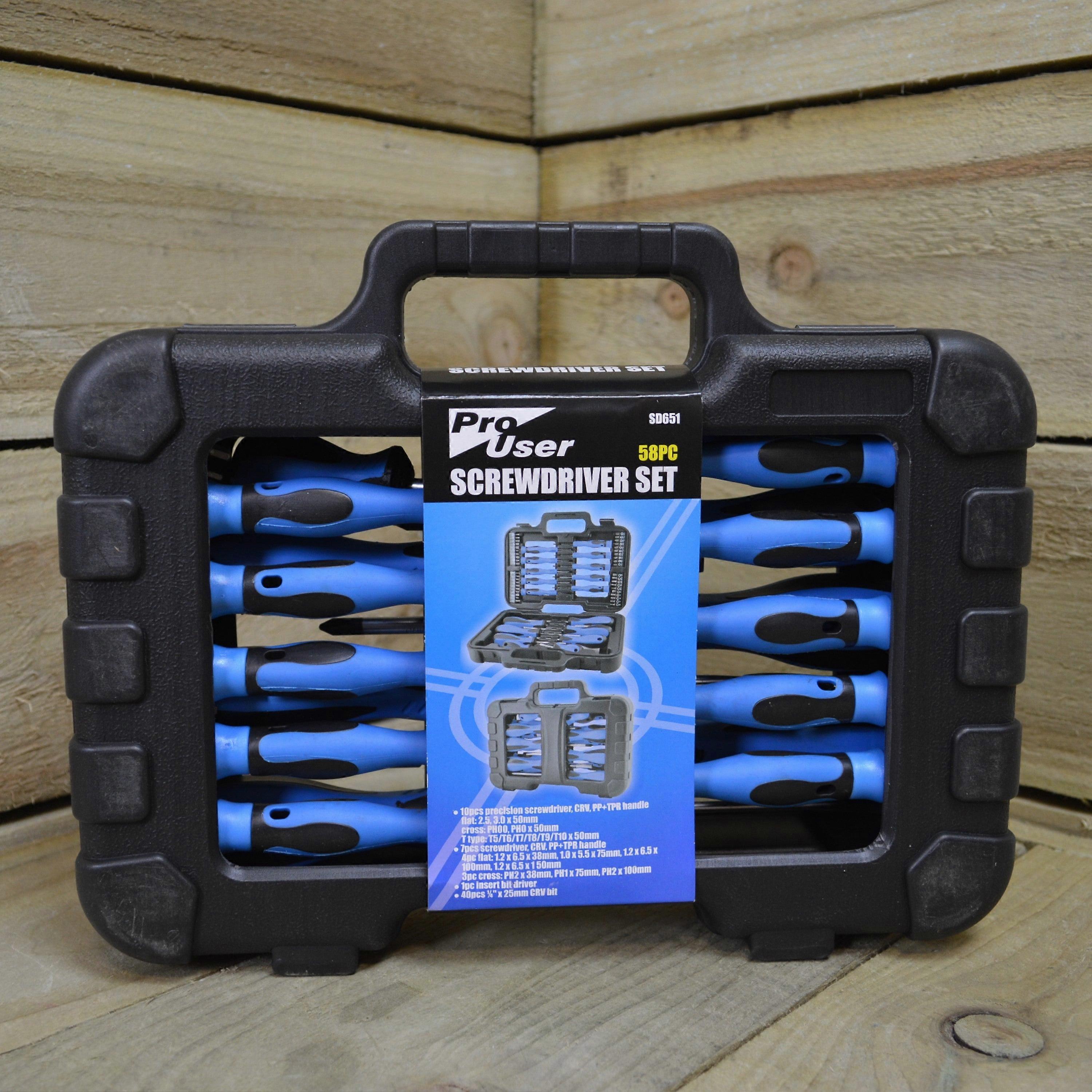 Pro User 58 Piece Blue Screwdriver Set In Durable/portable Case