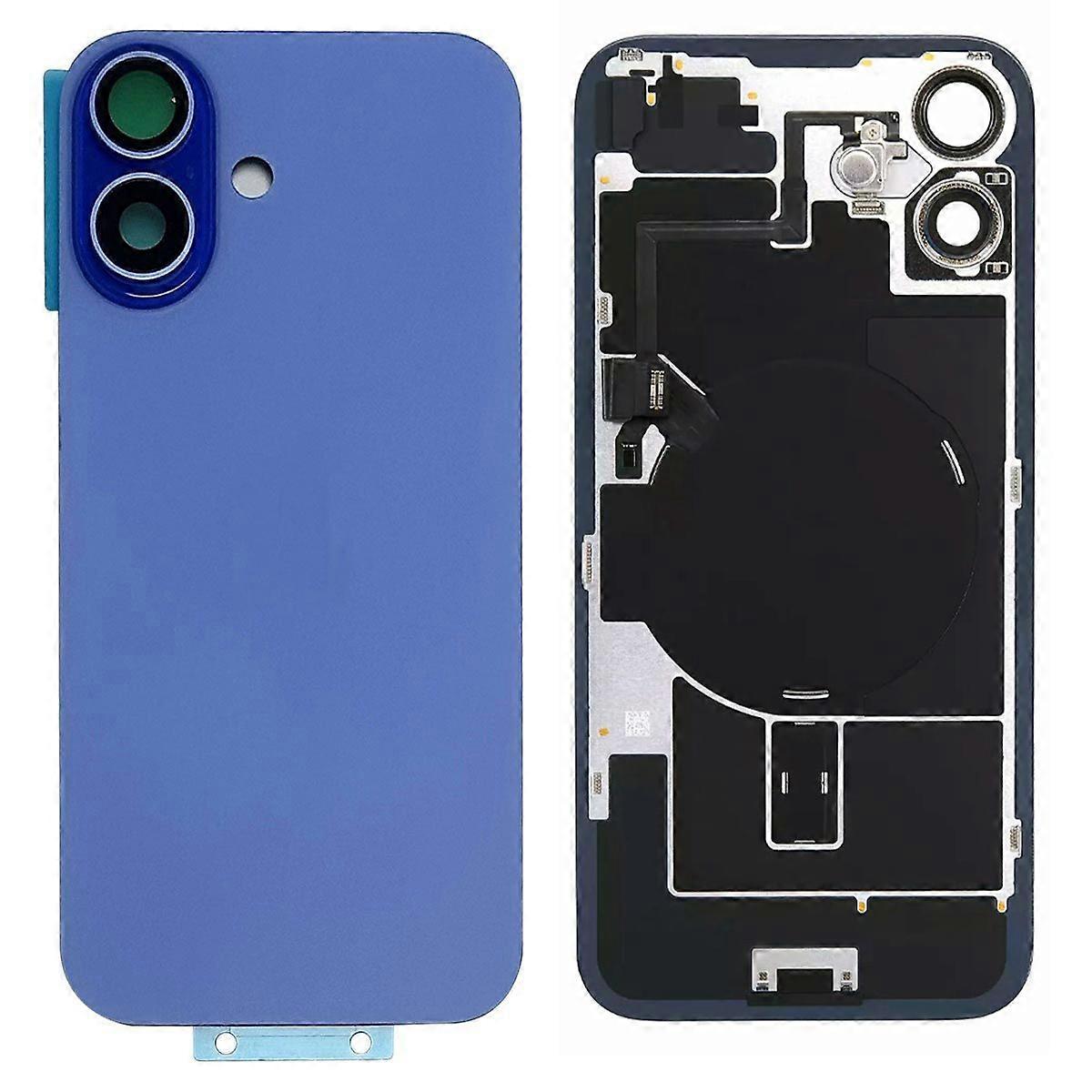 Do iPhone'a 16 Osłona obudowy baterii + Osłona obiektywu aparatu + Wspornik + portu ładowania bezprzewodowego - niebieski