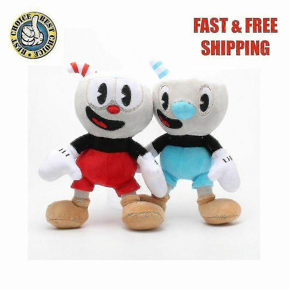 1/2kpl Cuphead & Mugman muhkea Lapset Lelu Mecup ja Brocup täytetty Nukke G