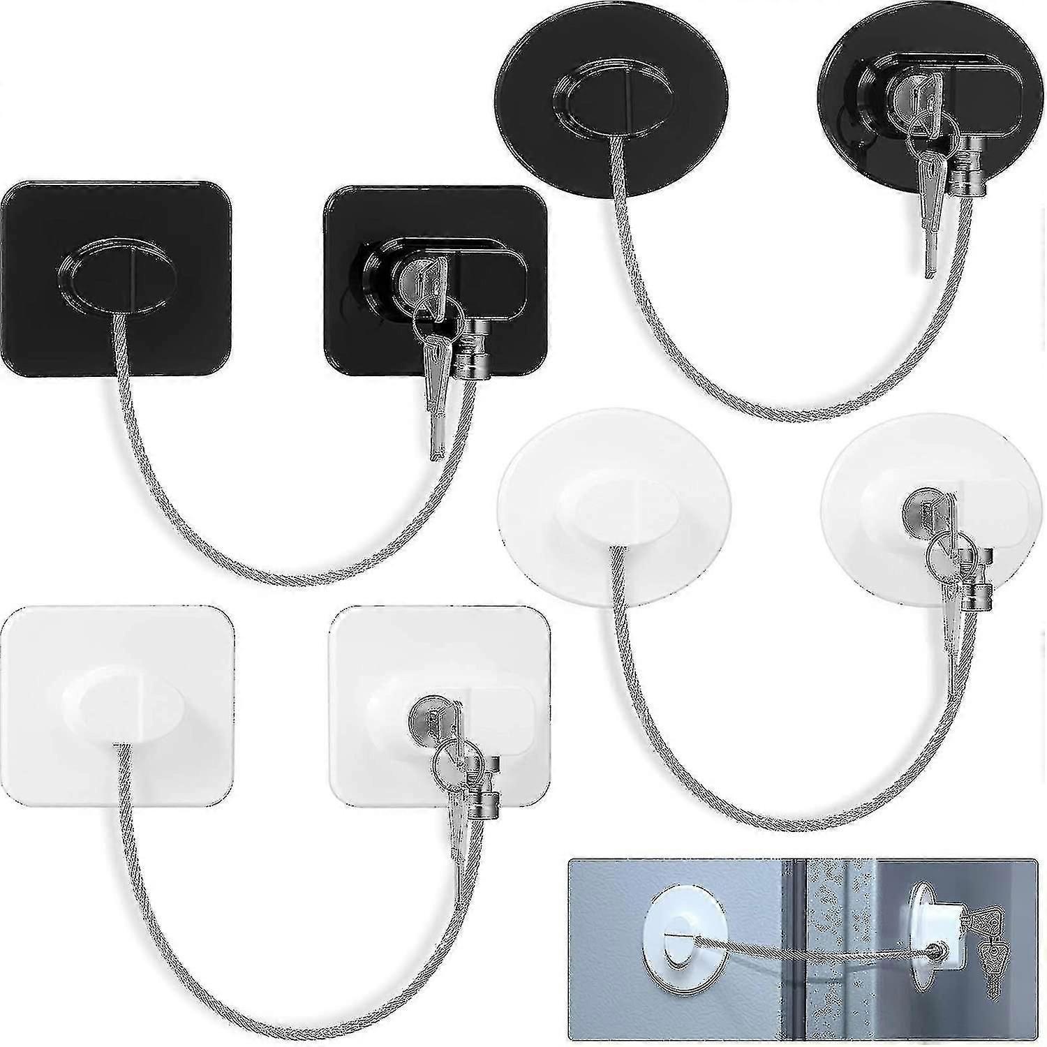4 Pieces Fridge Lock Refrigerator Lock With 8 Key, Freezer Lock Child syU