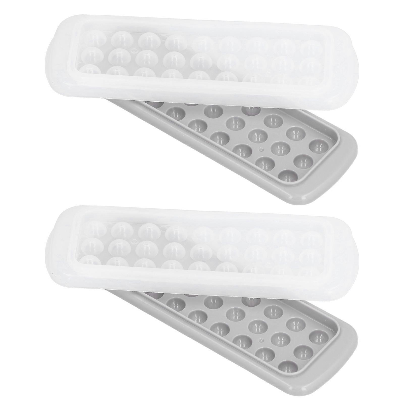 2Pcs 27 Grids 2 Layers Ice Ball Mold DIY Round Ice Cubes Maker Tray with Lid for Kitchen Bar