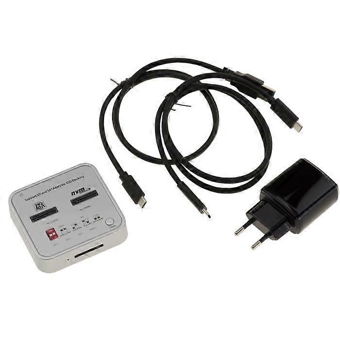DOCKING STATION. M2 SATA SSD Dock and M.2 PCIe NVMe SSD USB 3.2 Gen2 10GB With CLONING FUNCTION and SD Express Reader