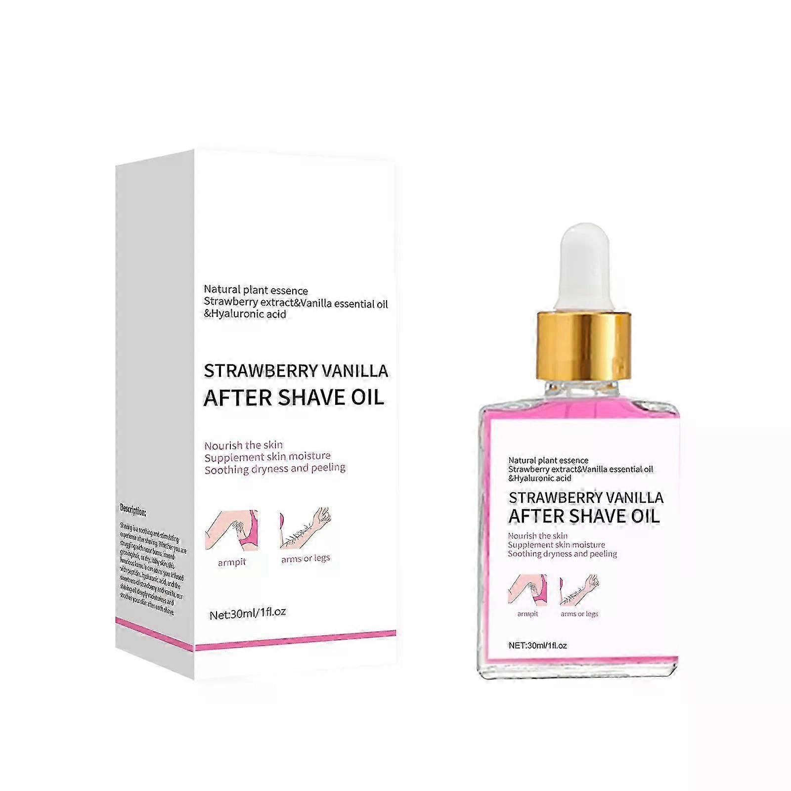 Strawberry Vanilla After Shave Oil Γυναίκες για Λείο Δέρμα, Απαλό Σερβίρισμα μετά το Λάδι Ξυρίσματος, Πρόληψη Τριχών Εσωστρέφειας & Ξηρότητας
