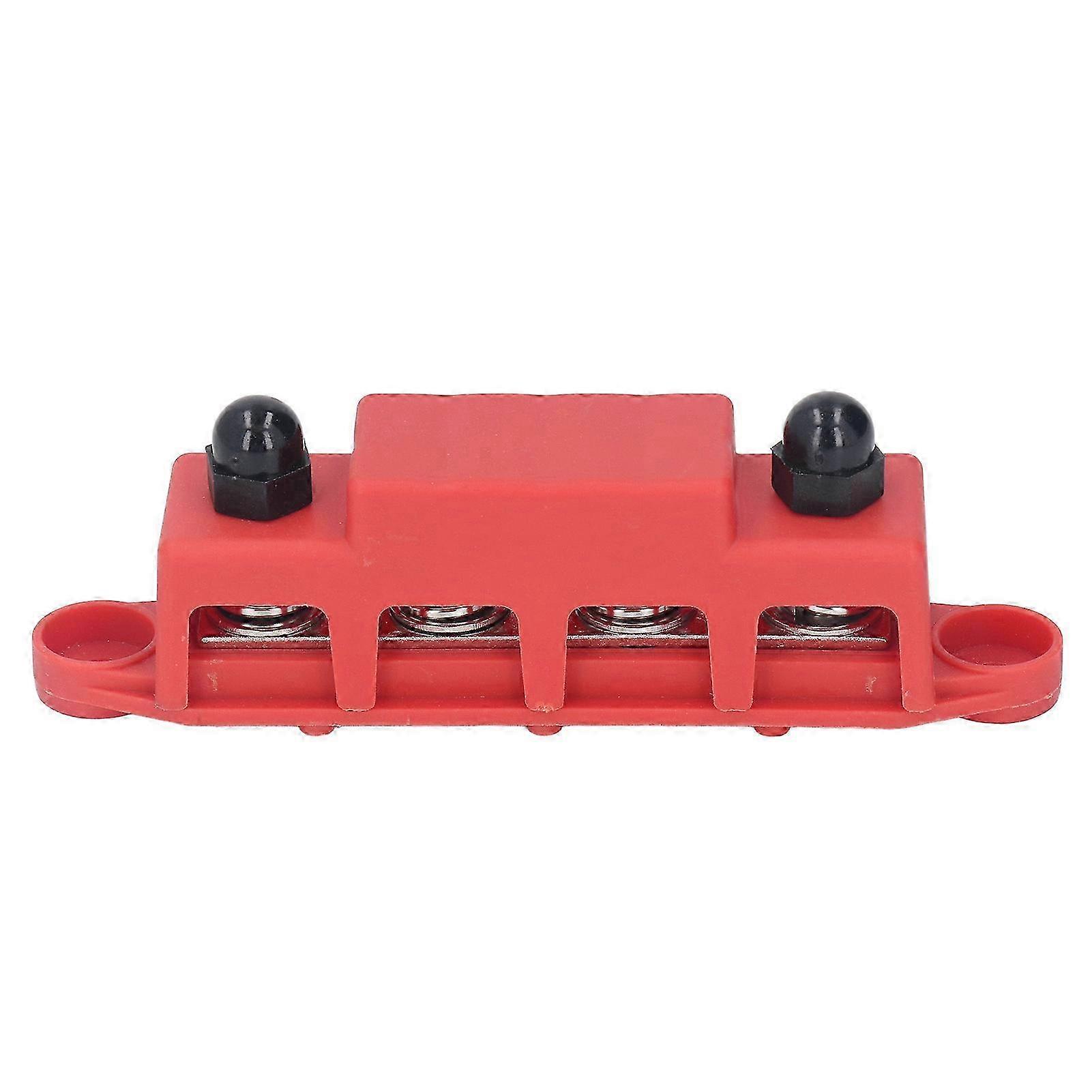 4 Position Bus Bar M10 Studs Power Distribution Block for Automobile RV Yacht 48VDC 250A Red