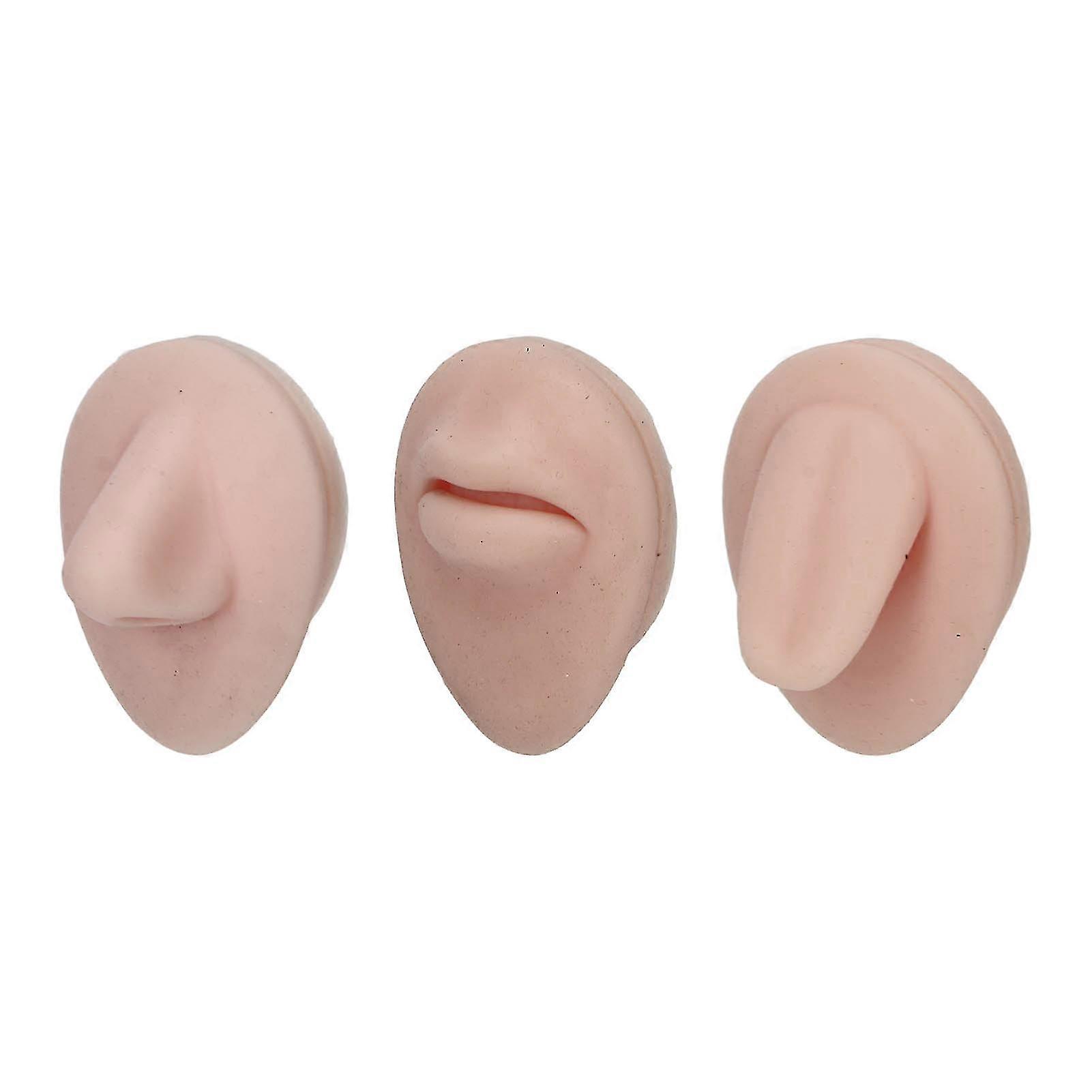 Piercing Body Model 3D Simulation Silicone Mouth Tongue Nose Model Set for Piercing Practice Medium Skin Color