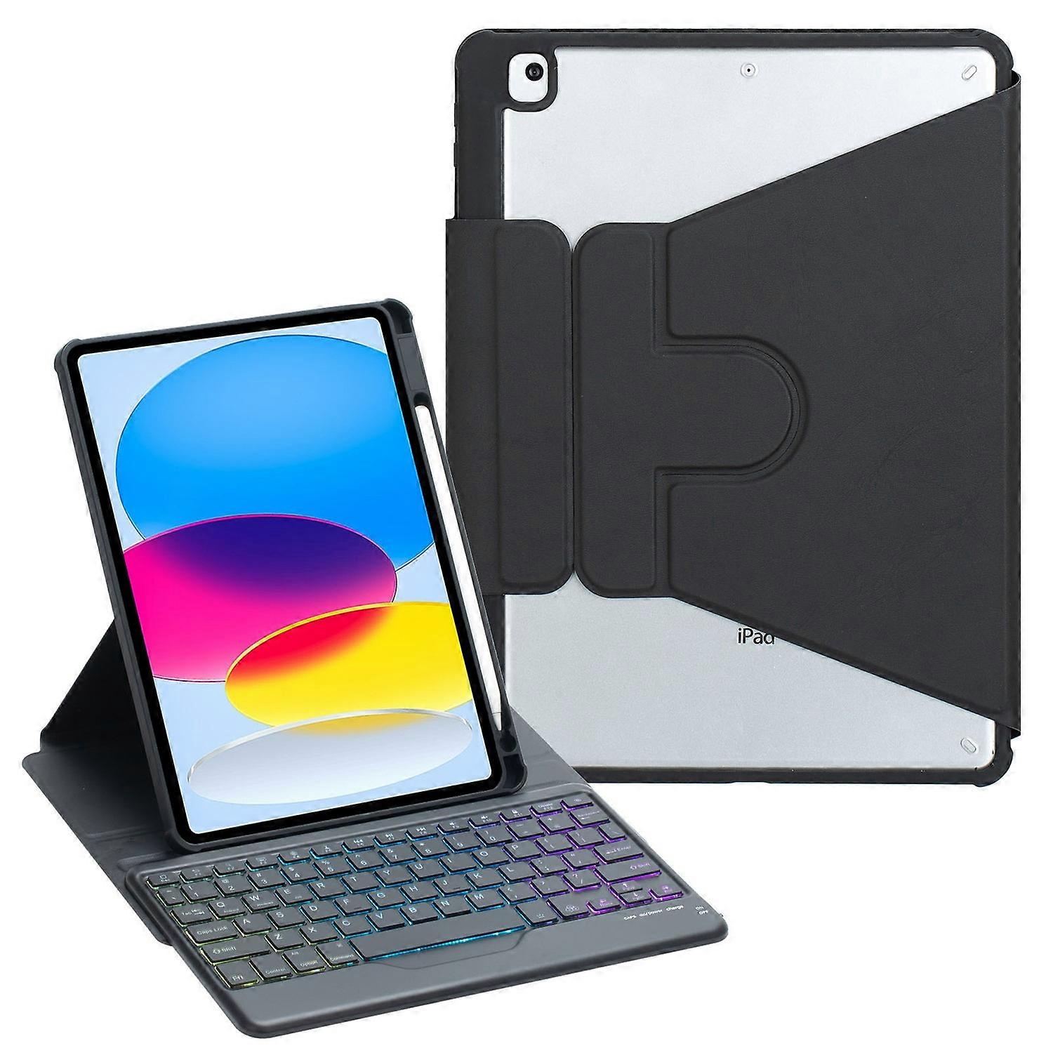 F10BS Compatible with iPad (2025) / 10.9 (2022) PU Leather Tablet Case Triangle Stand Cover with Rem