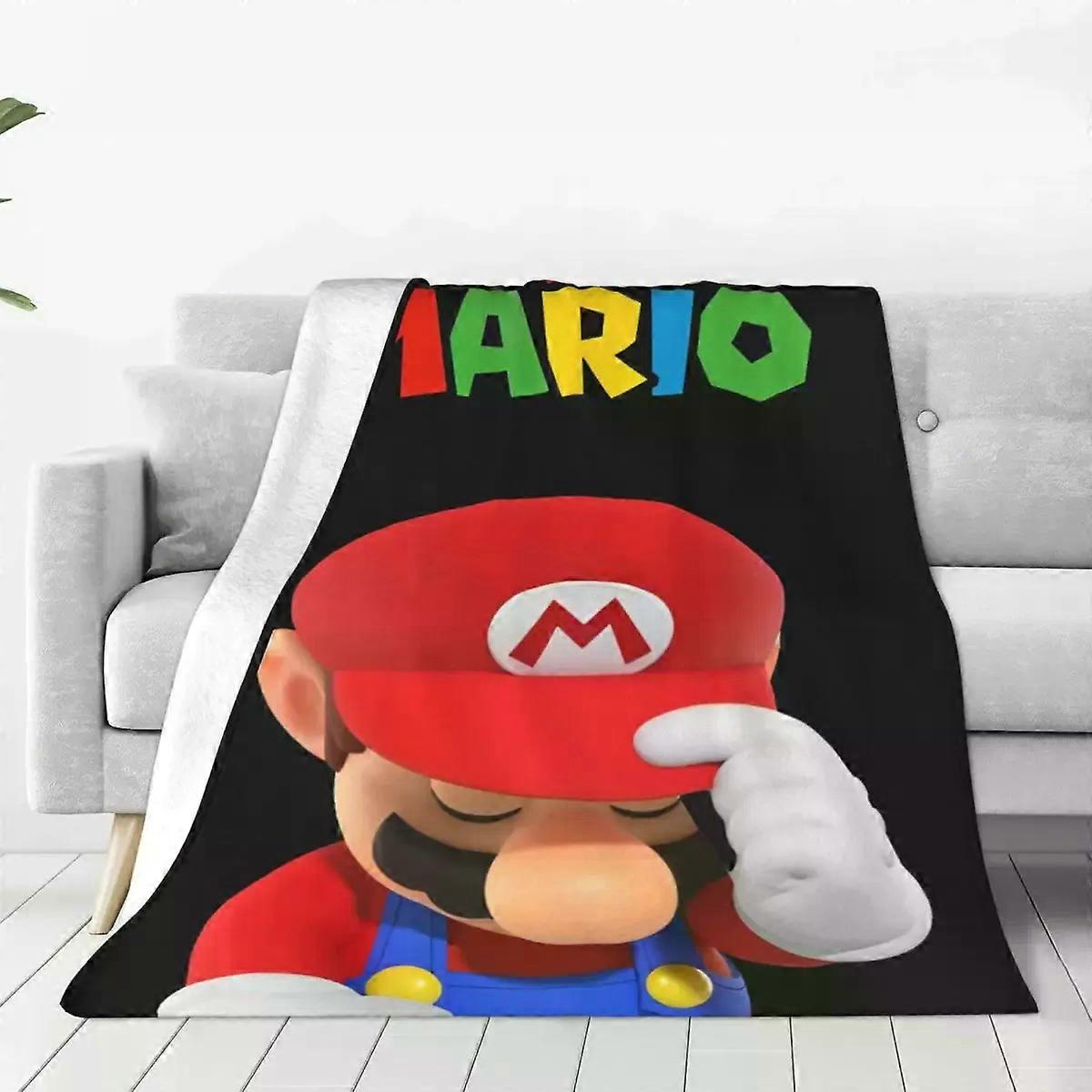 M-Mario-Bros Cartoon Blankets Flannel Spring/Autumn Game Multi-function Soft Throw Blankets for Sofa Travel Quilt