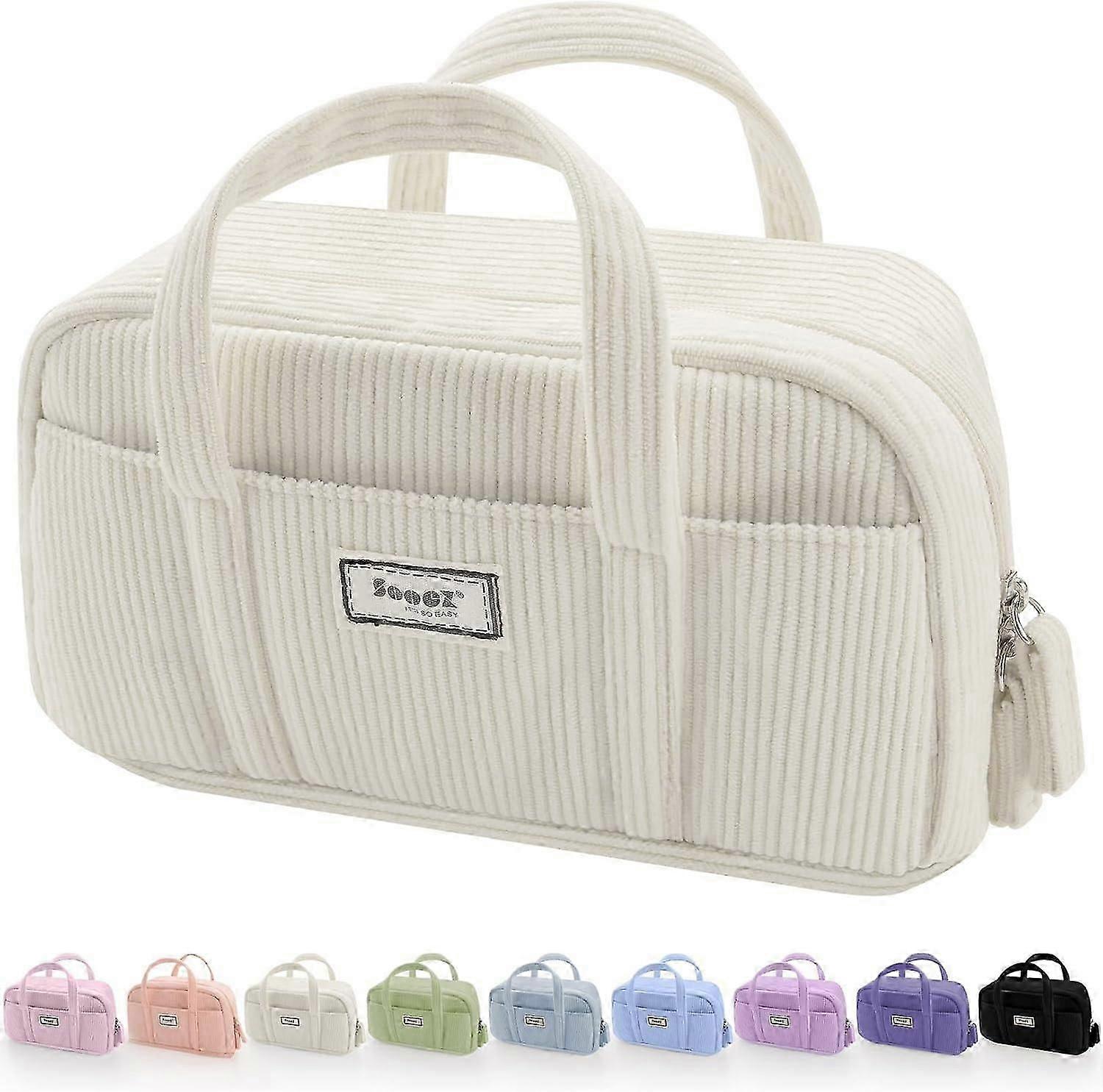 Large Pencil Case Pouch, Extra Big Pencil Bag with 5 Compartments,Soft Corduroy Pencil Pouch Organizer with Zipper