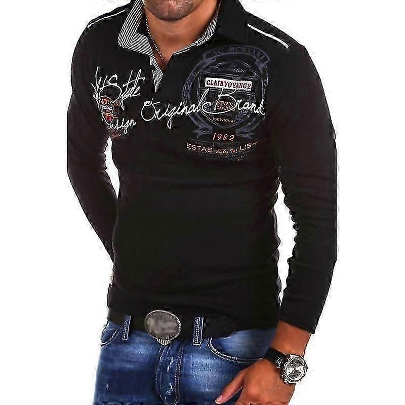 "Men's Long Sleeve Stand Collar Pullover Printed Long Sleeve Top"