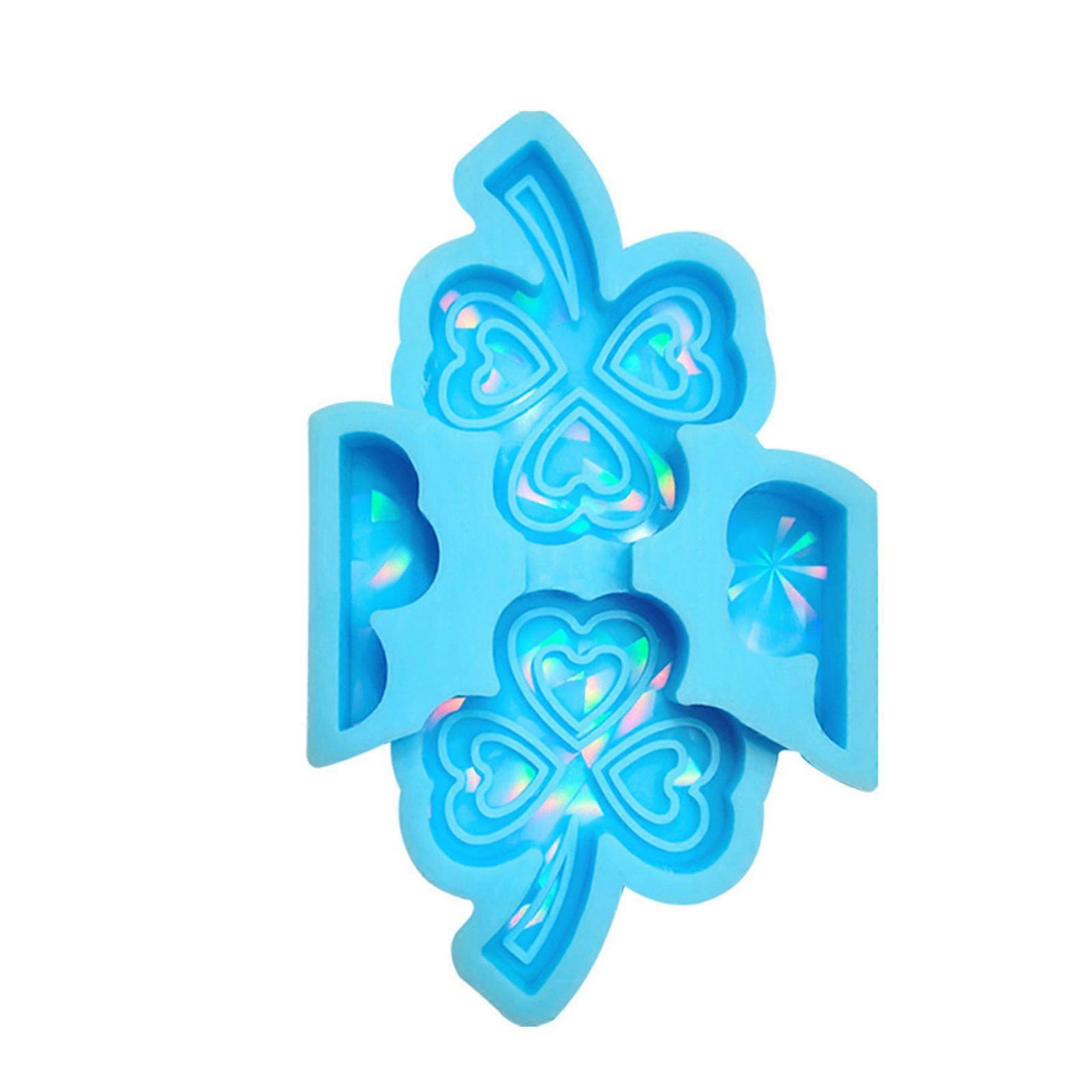 Light and Shadow Three-petal Flower Straw Topper Silicone Molds Resin Casting Mold Straw Decorations Making DIY Crafts  Blue
