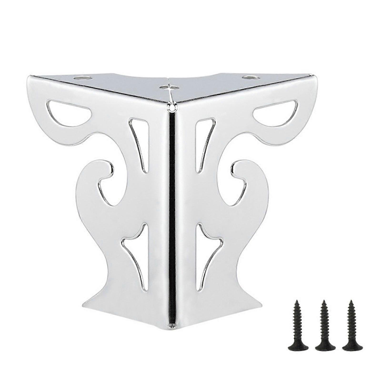 Stylish Black Iron Legs with Modern Hollows Out Designs Furniture Support Flowers Pattern for Sofa Table Cupboard Silver