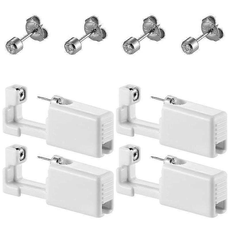 4-Pack Self Piercing Guns, Disposable Self Piercing Gun Kit, Mini White Diamonds