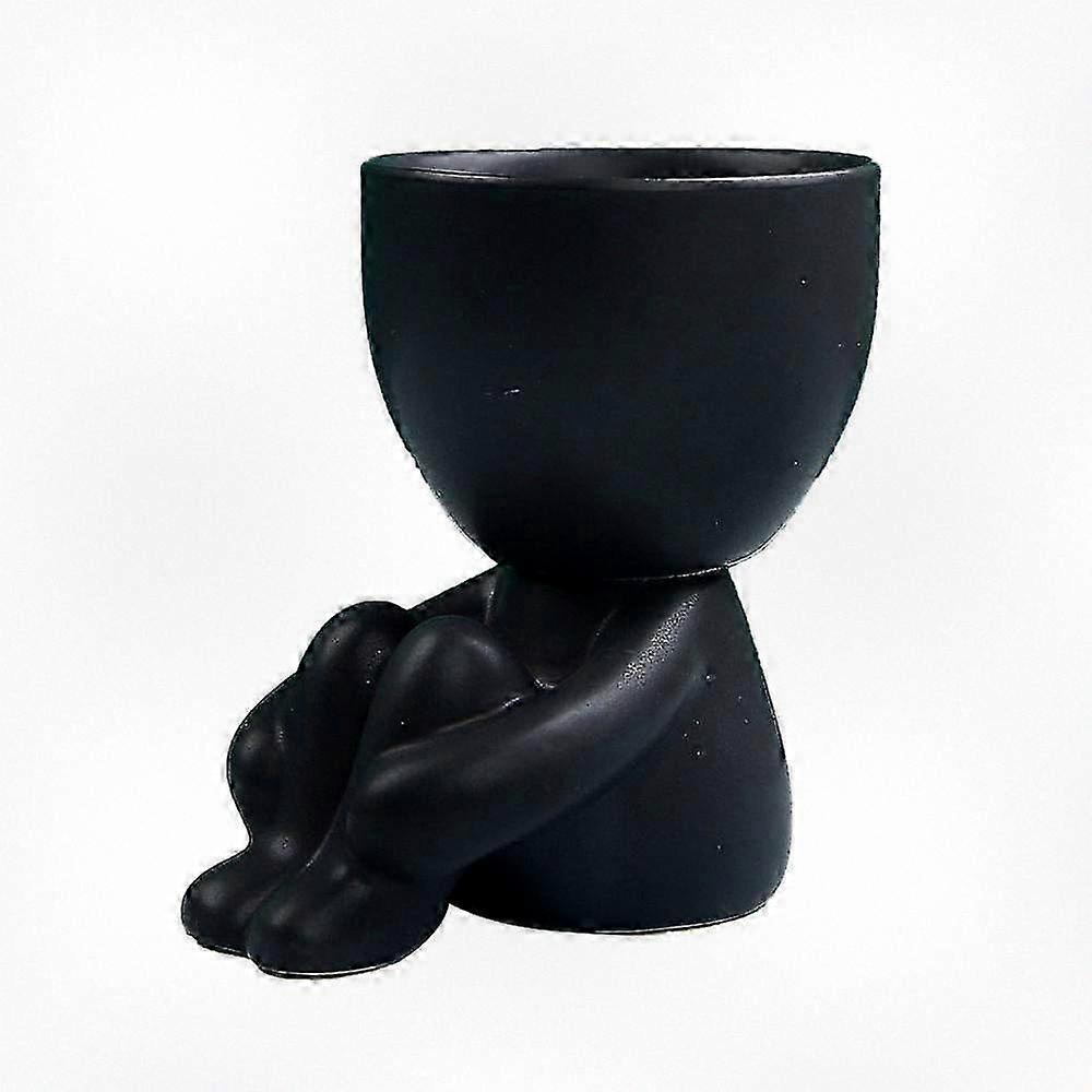 Small Human-Shaped Ceramic Planter for Desktop Succulents