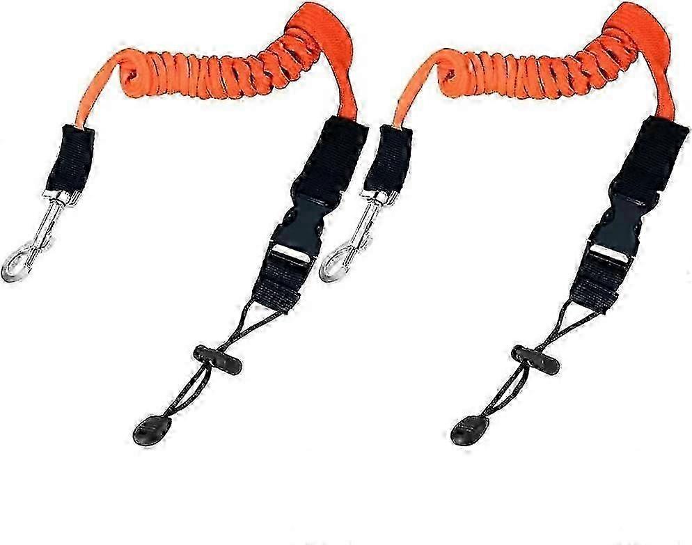 Kayak Paddle Straps Safety Stretch Kayak Paddle Rope Accessories (Orange) 2 pcs