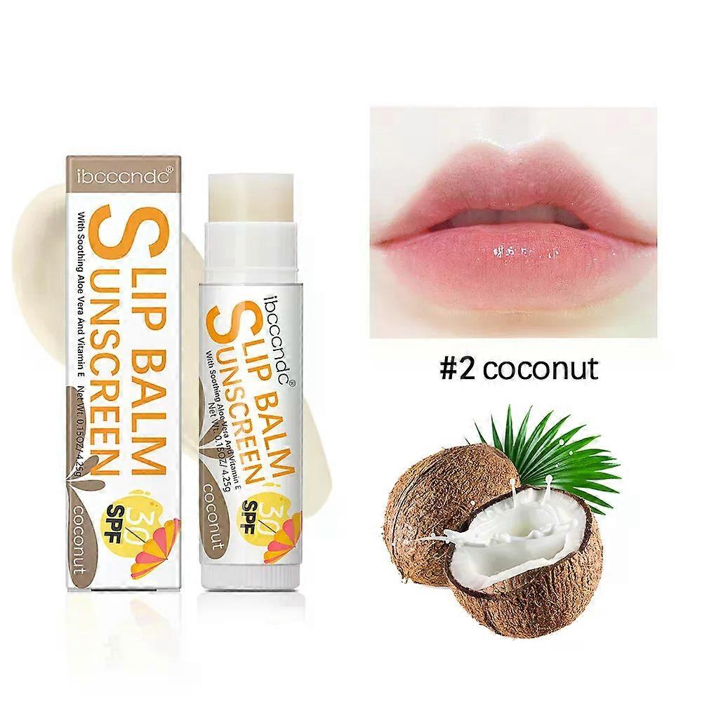 Shibingsheng 1 pièce crème solaire baume à lèvres SPF 30 UVA Protection lèvres hydratant pastèque noix de coco banane saveur rouge à lèvres incolore Soin solaire