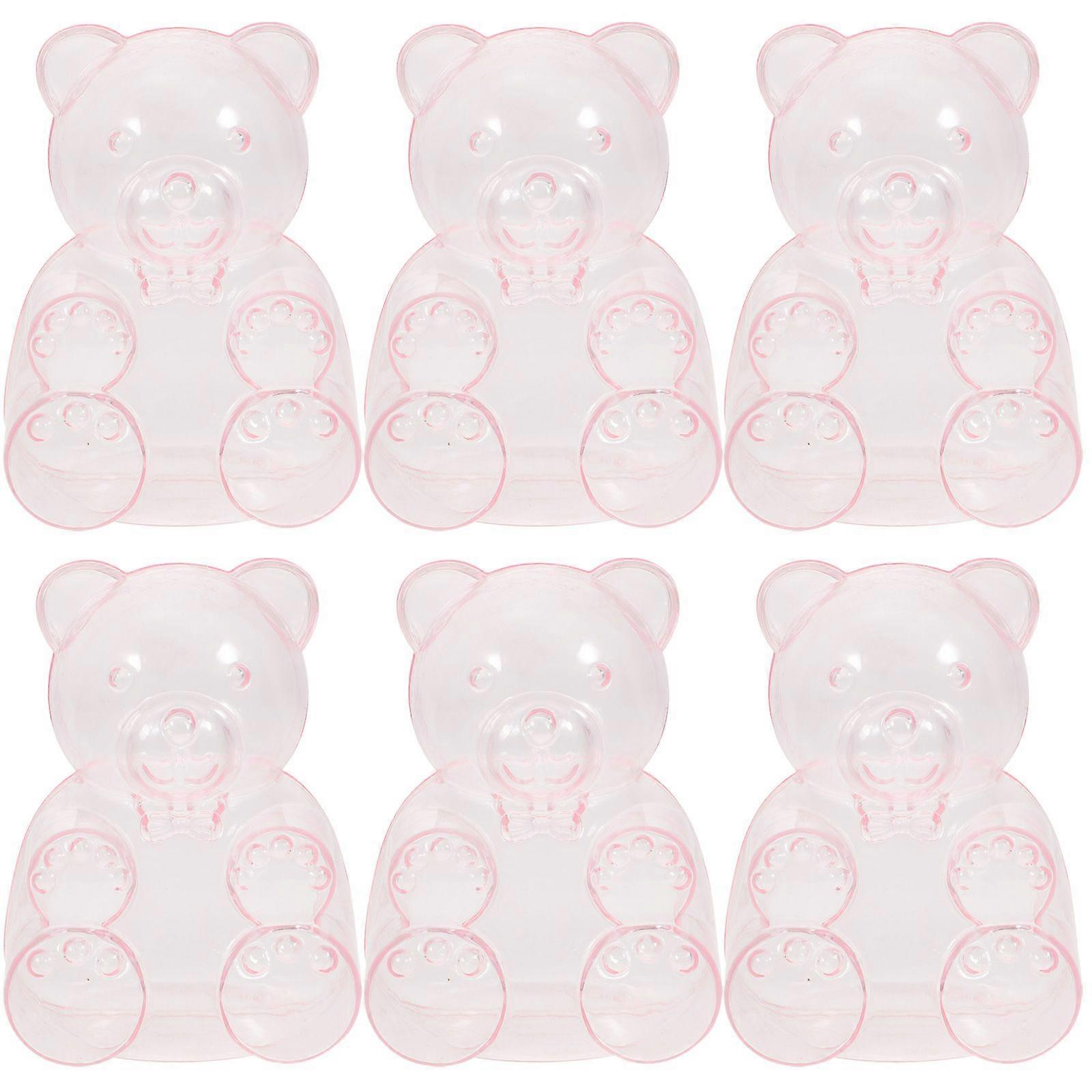 6 pcs Bear Shaped Candy Boxes Plastic Bear Shaped Clear Container Party Favors Candy Boxes