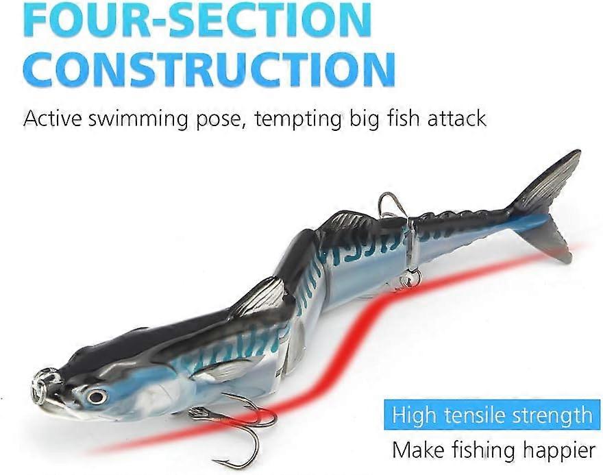 ODS 4-Segment Jointed Tuna Fishing Lure - Sinking Swimbait With Treble Hooks For Fresh/Saltwater