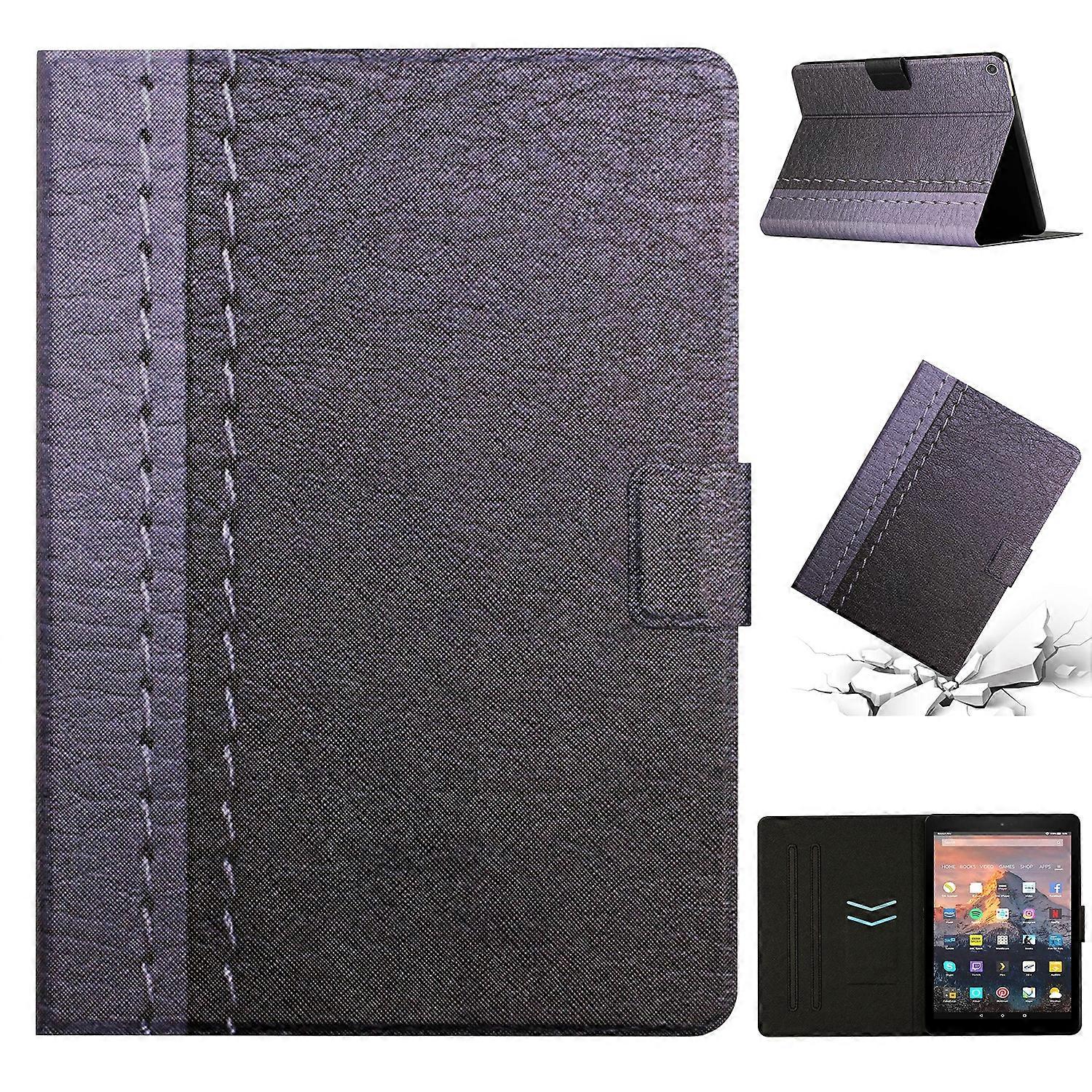 For Amazon Kindle Fire HD 8 2018/2017/2016 Stitching Solid Color Smart Leather Tablet Case