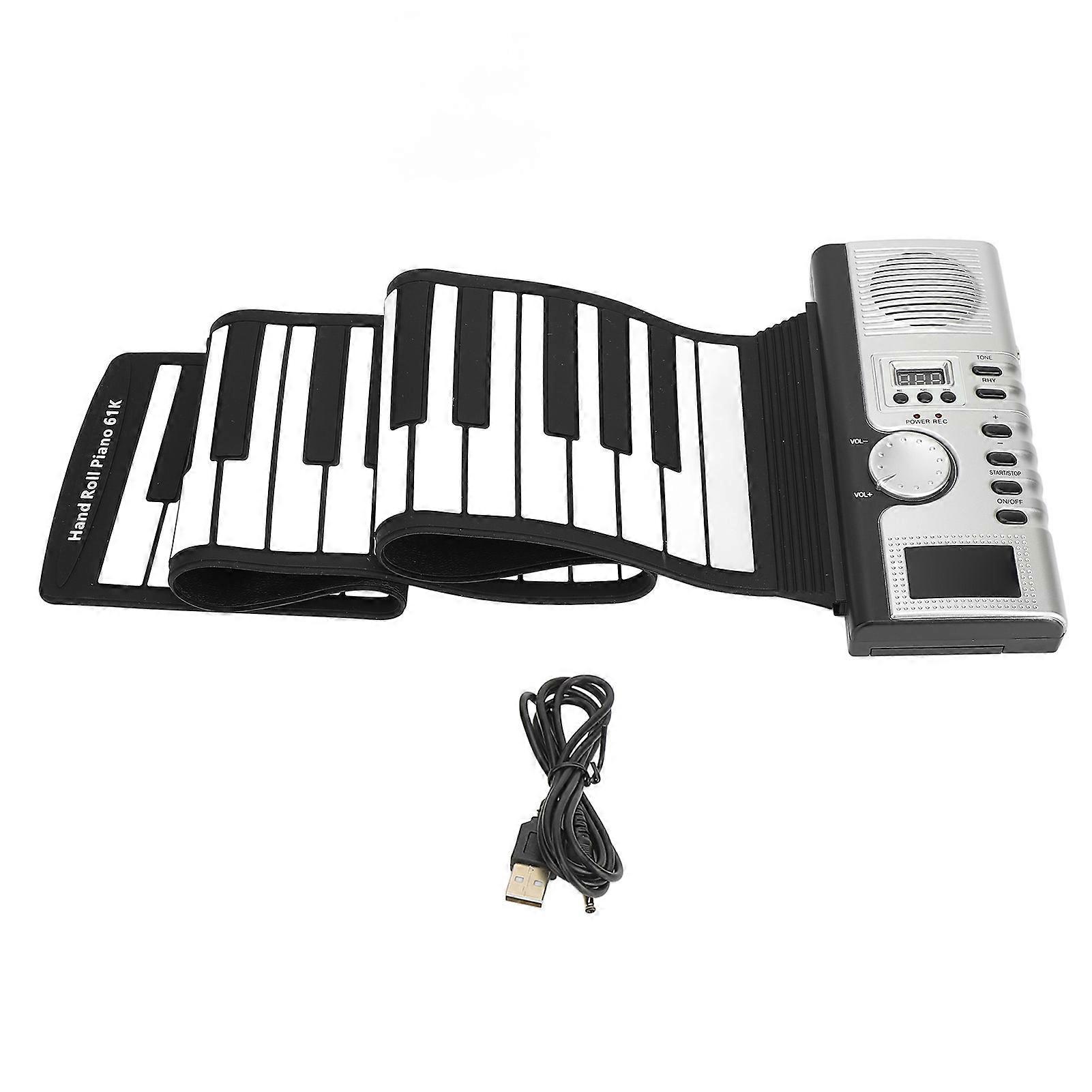 61 Key Hand Silicone Keys USB Charging Portable Roll Up Keyboard Piano for Beginners Kids Adults