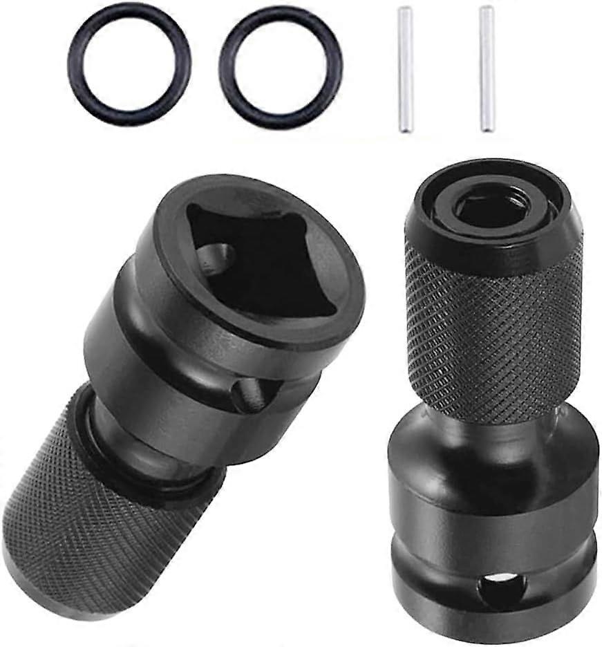 2 Piece Socket Adapter Set - 1/2" to 1/4" Hex Shank Impact Ratchet Wrench Adapter and Screwdriver Bit Holder - Adapter for Flexibility When Working