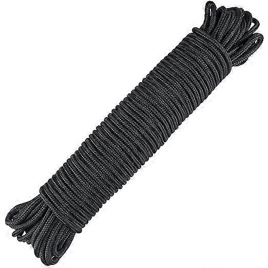 20M Nylon Rope 6mm Black Rope,Thickness Ripstop Nylon Paracord,for Shade Sail Harness,Camping,Outdoor Activities