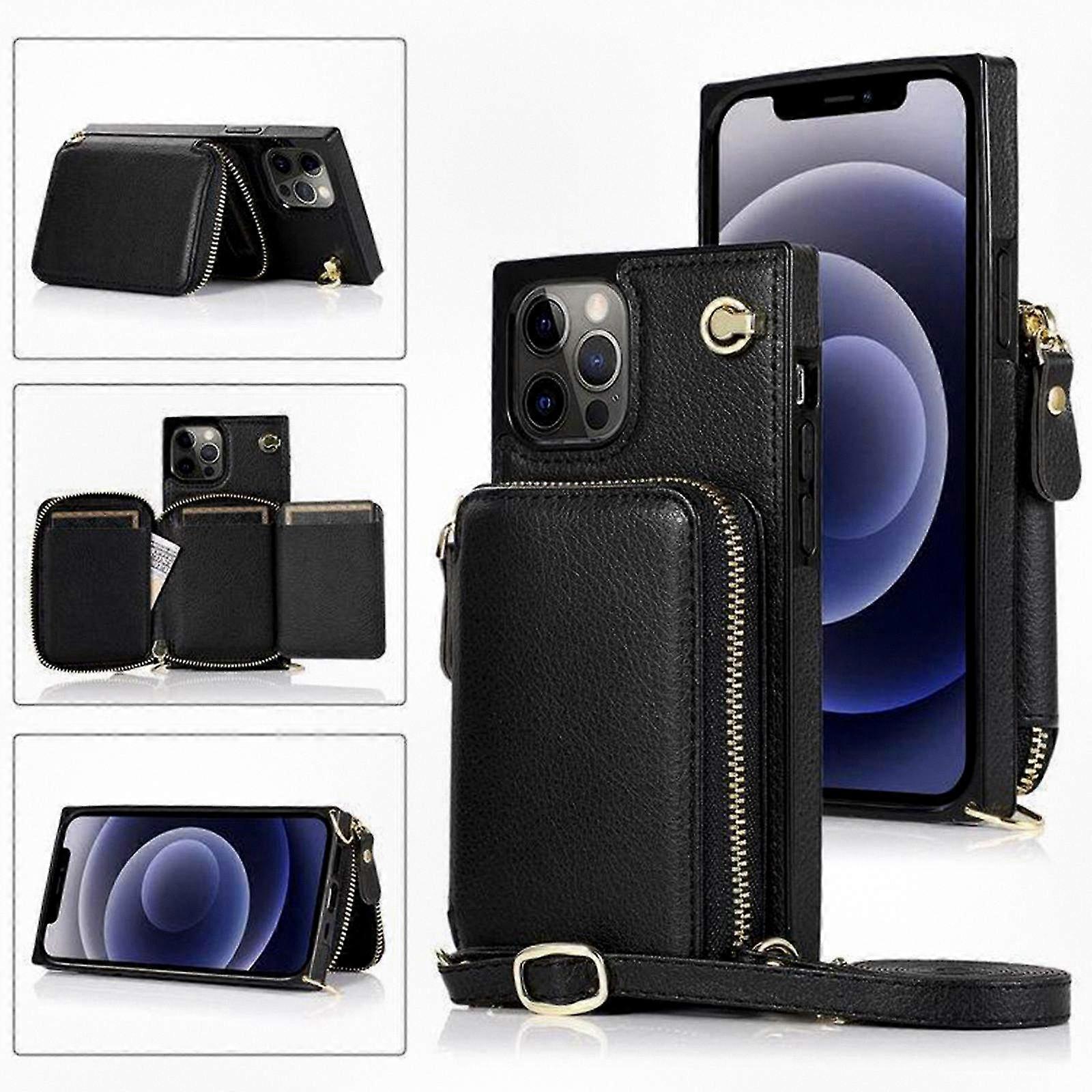 RFID Blocking Crossbody Wallet Case for iPhone 14 Pro Max - PU Leather Protective Pouch