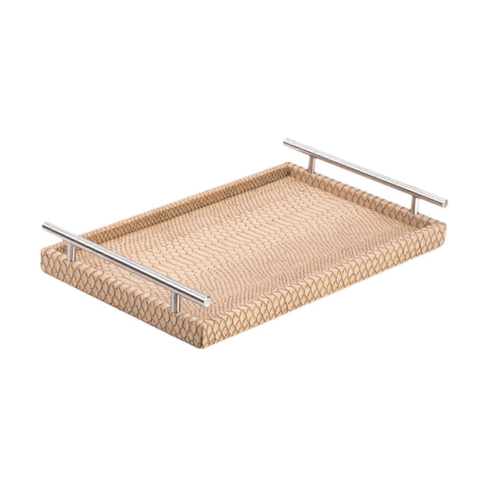 Bandeja de Armazenamento Otomano Retangular para Sala de Estar, 15.8x9.8x2.3 Polegadas