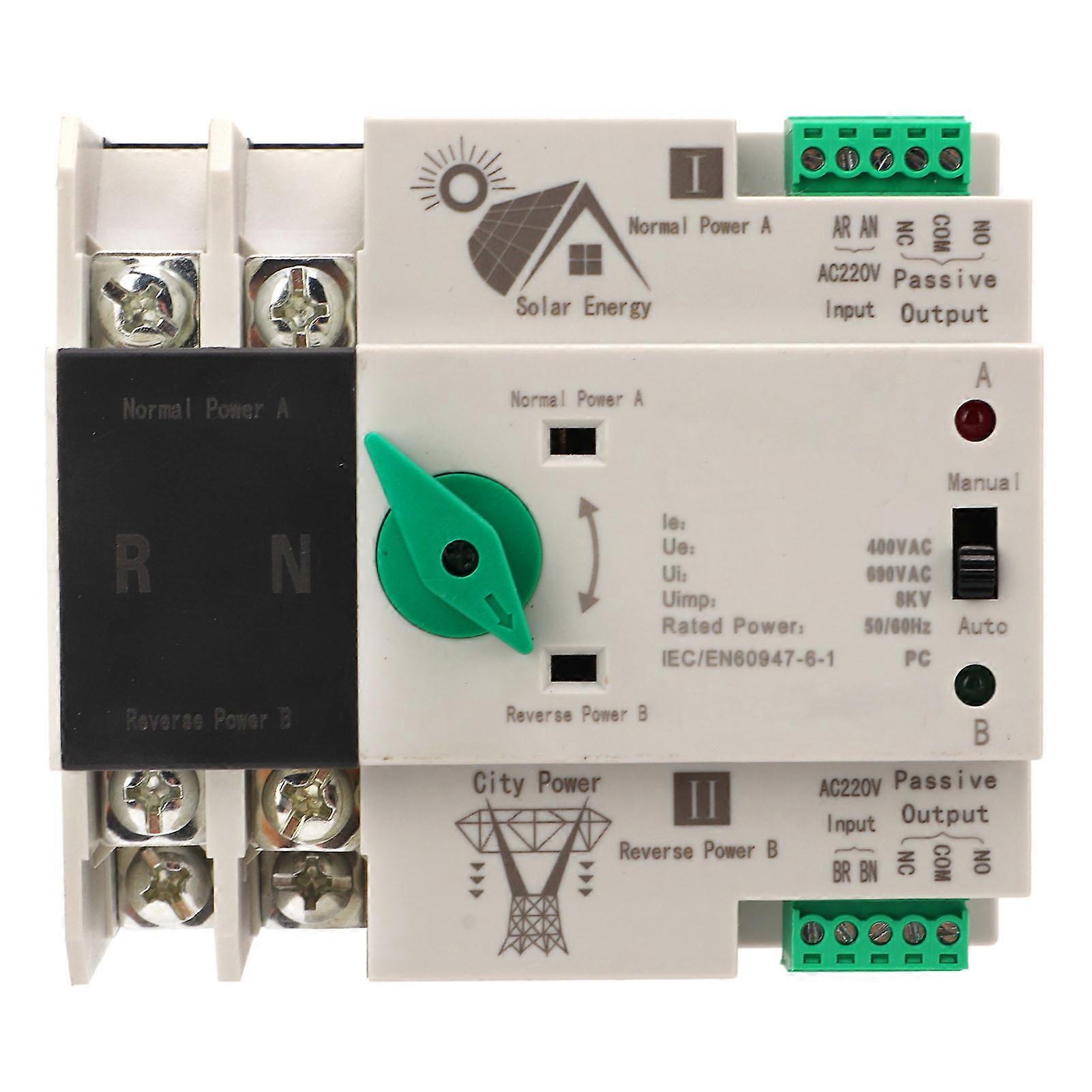 Dual Power Automatic Transfer Switch 2P Millisecond Circuit Fast Controller PV Type AC220V
