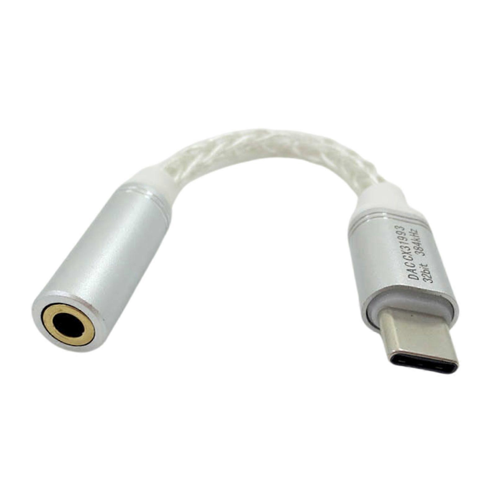 USB Type C to 3.5mm Headphone Amplifiers Sound Decoders USB C to 3.5mm Adapter for Enhances Sound Quality Wire