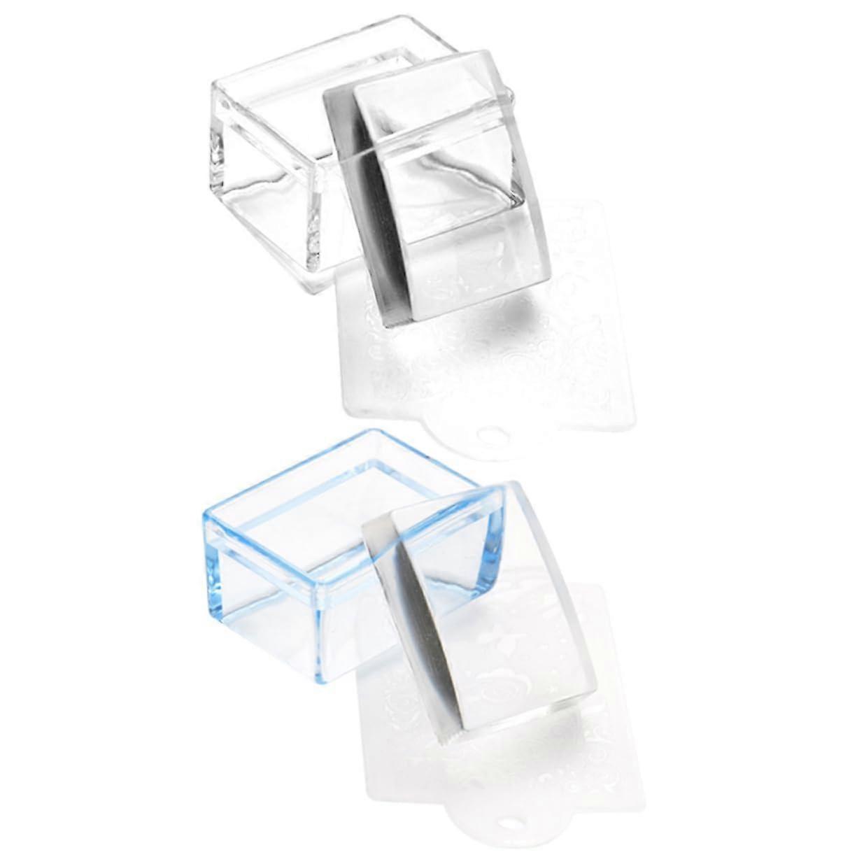 Nail Stamping Stamper Set 2pcs Square Manicure Art Tools for Nail Design, Easy to Use, Durable Silicone Material