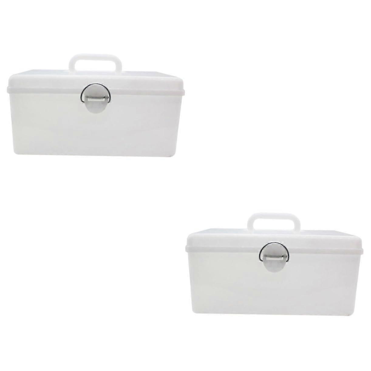 2pcs Plastic Mahjong Storage Box with Buckle Organizer for Household Use for Mahjong and Other Items