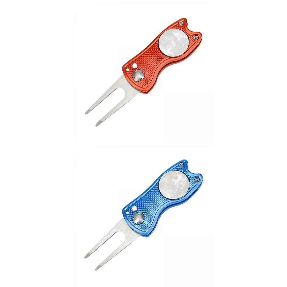 2pcs Golf Divot Repair Tool Marker Switchblade Golf Accessory