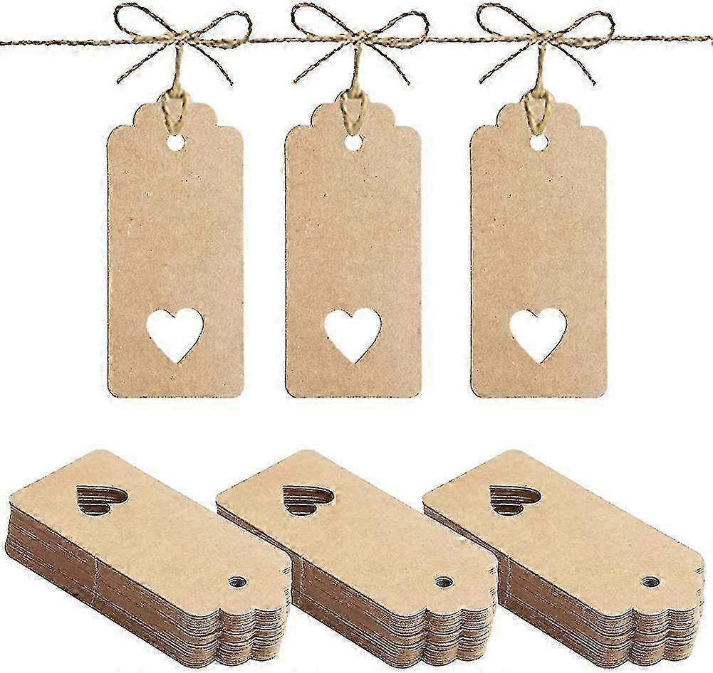 100pcs Gift Tags, Kraft Paper Tags With String, 1.5 X 3.5inch Brown Label Tags