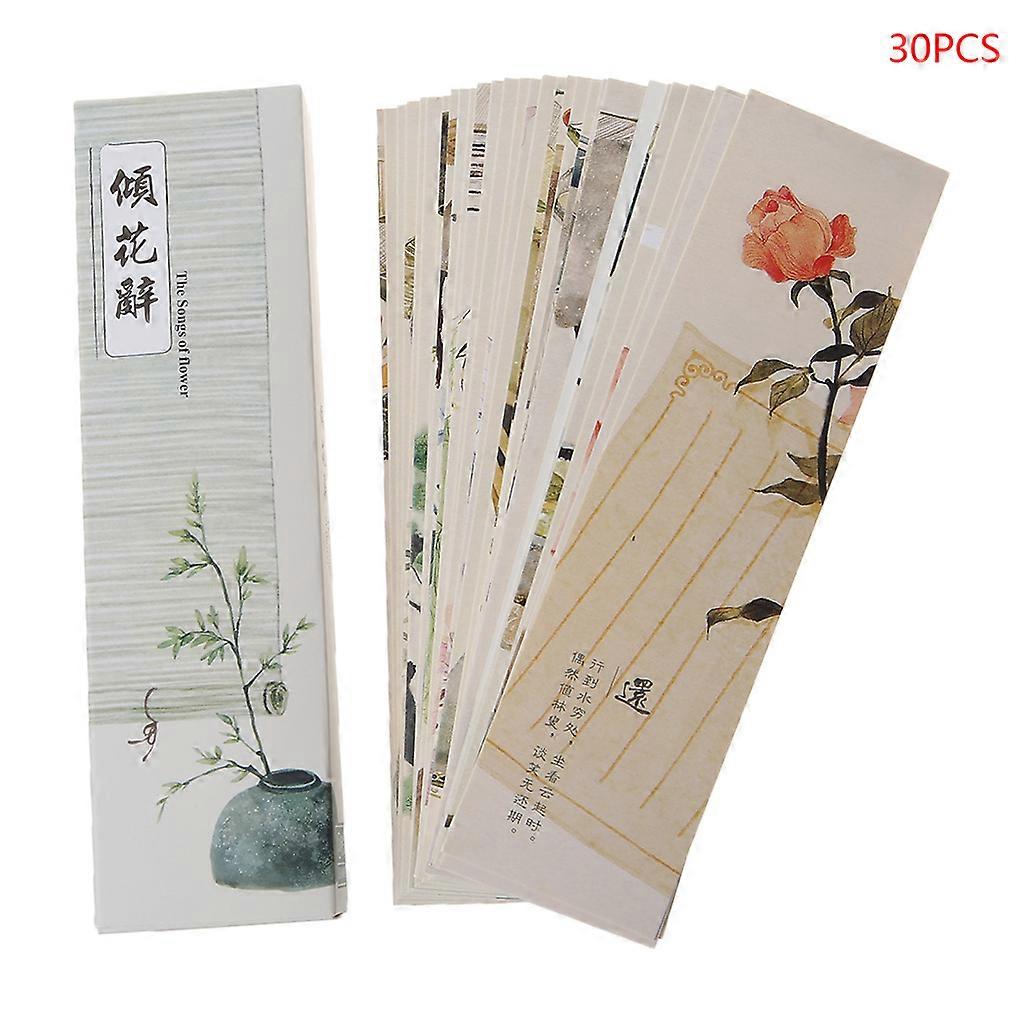 30pcs for Creative Chinese Style Paper Bookmarks Painting Cards  Retro Beautiful  Mixed Color