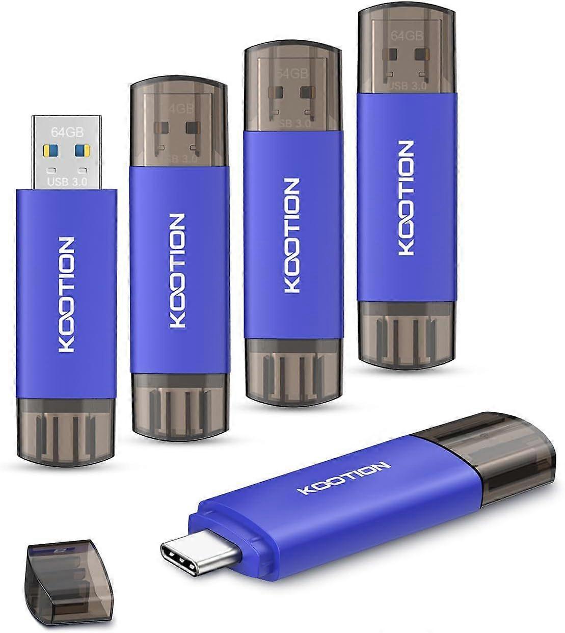 Clé USB C de 64 Go, paquet de 5, clé USB 2-en-1 de type C USB-A&USB-C 3.0 double