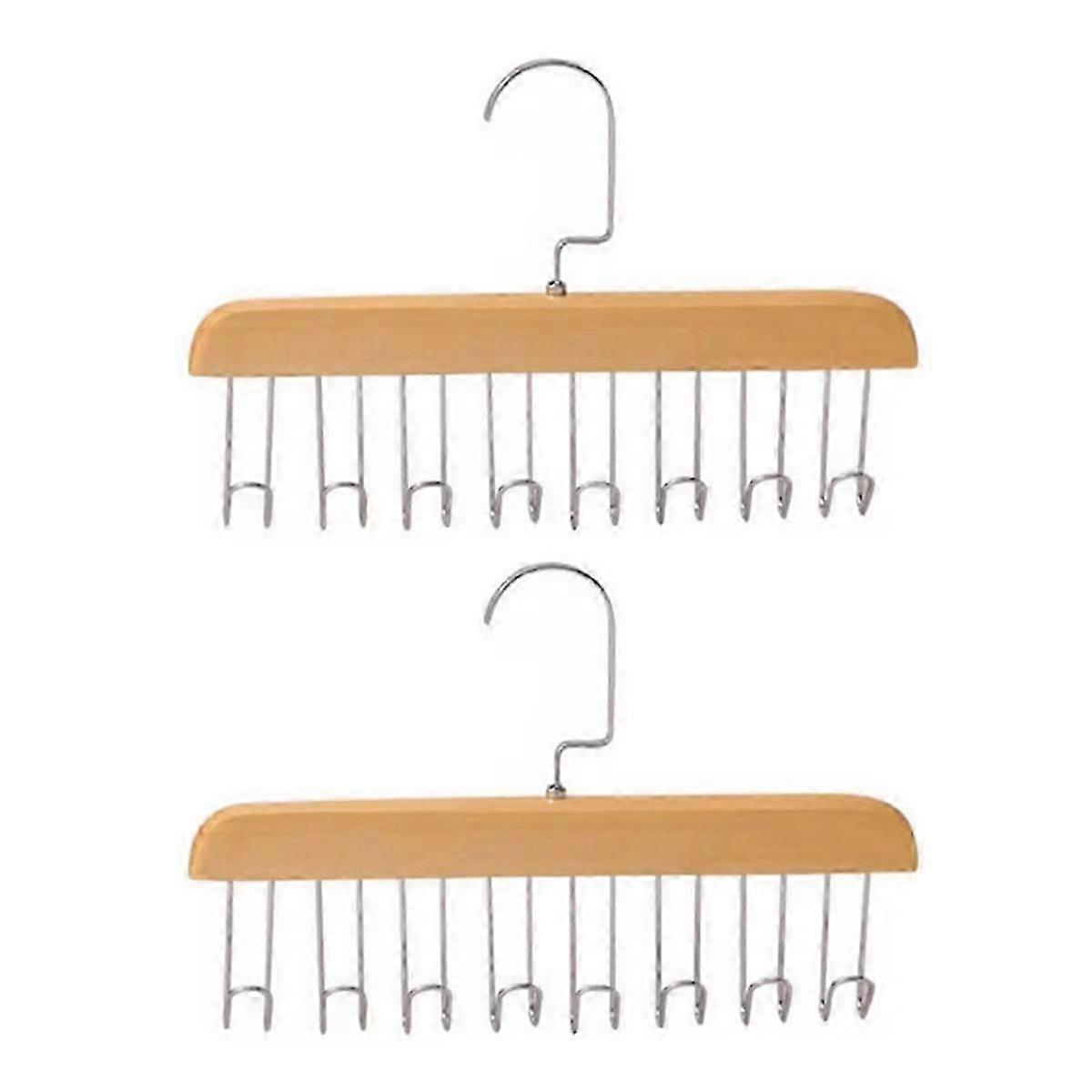 Cuier pentru eșarfe din lemn cu cârlige multiple, culoare lemn