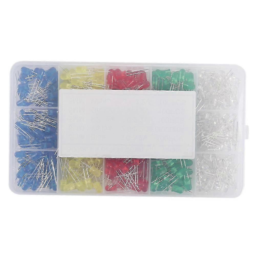 500pcs 5 Colors 5mm Led Light Emitting Diode Round Assorted