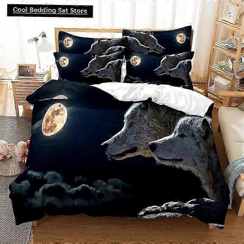 Wolf-Themed Bed Sheets and Duvet Cover Set with Mechanical Eye Design, Ideal for Kids, Teens, and Adults, Available in Queen and King Sizes,