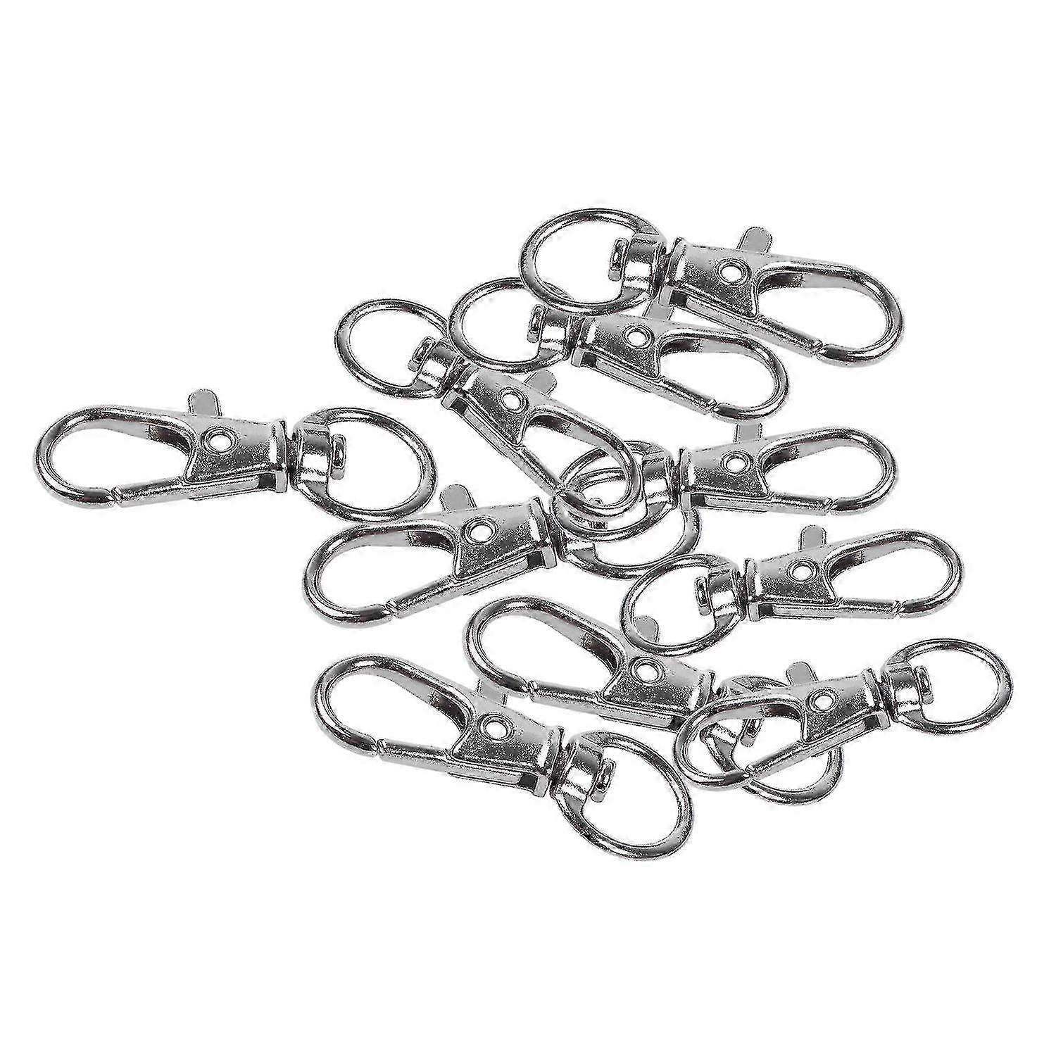 10pcs Metal Clasp Swivel Trigger Clips Snap Hooks for Key Ring Bags DIY Craft Silver