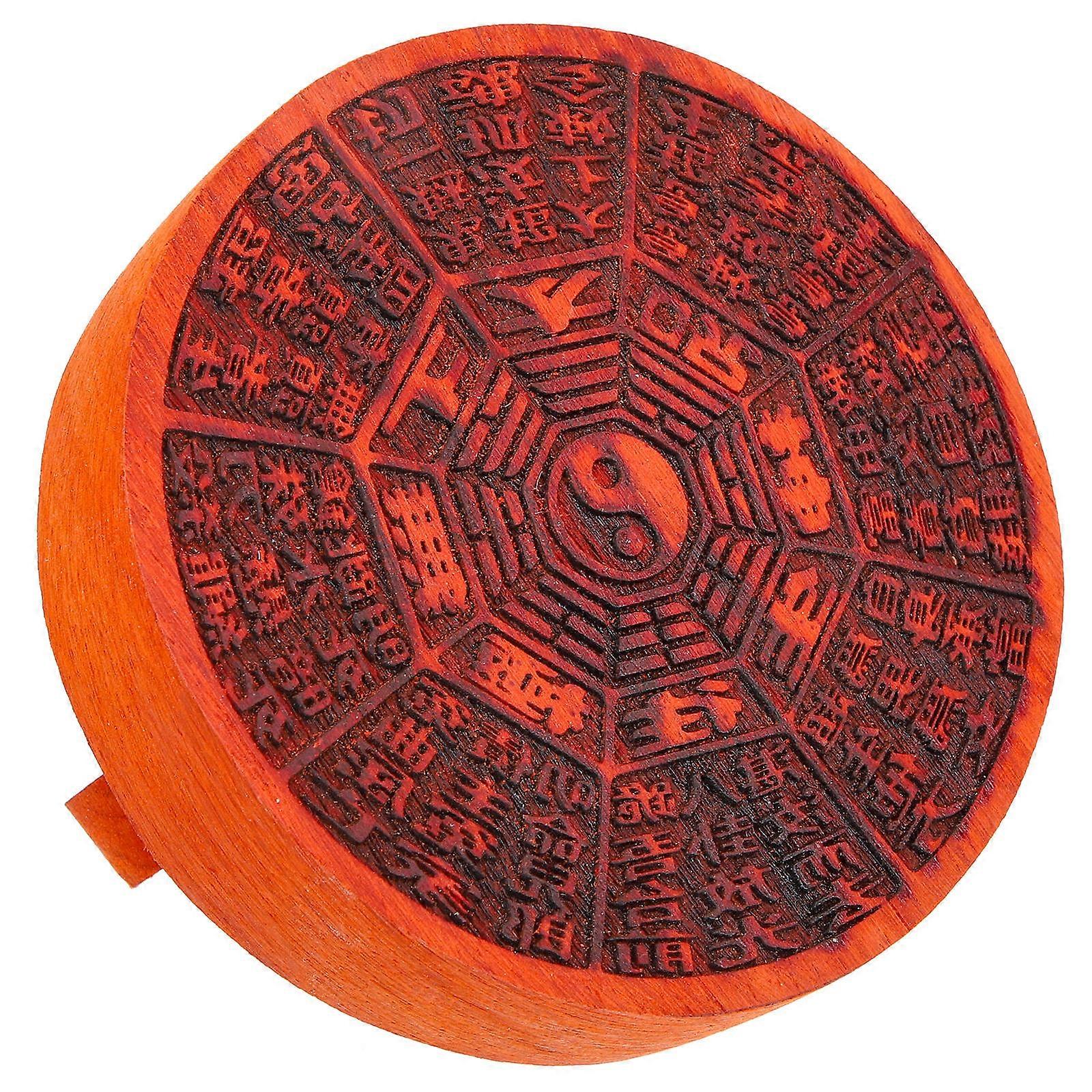 Wooden bagua stamp for Chinese decor, representing health and prosperity