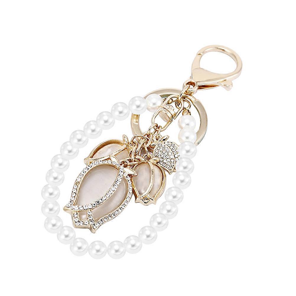 Pearl Keychain Pendant, Modeling for Bag Keys, Secure Clasp Attachment