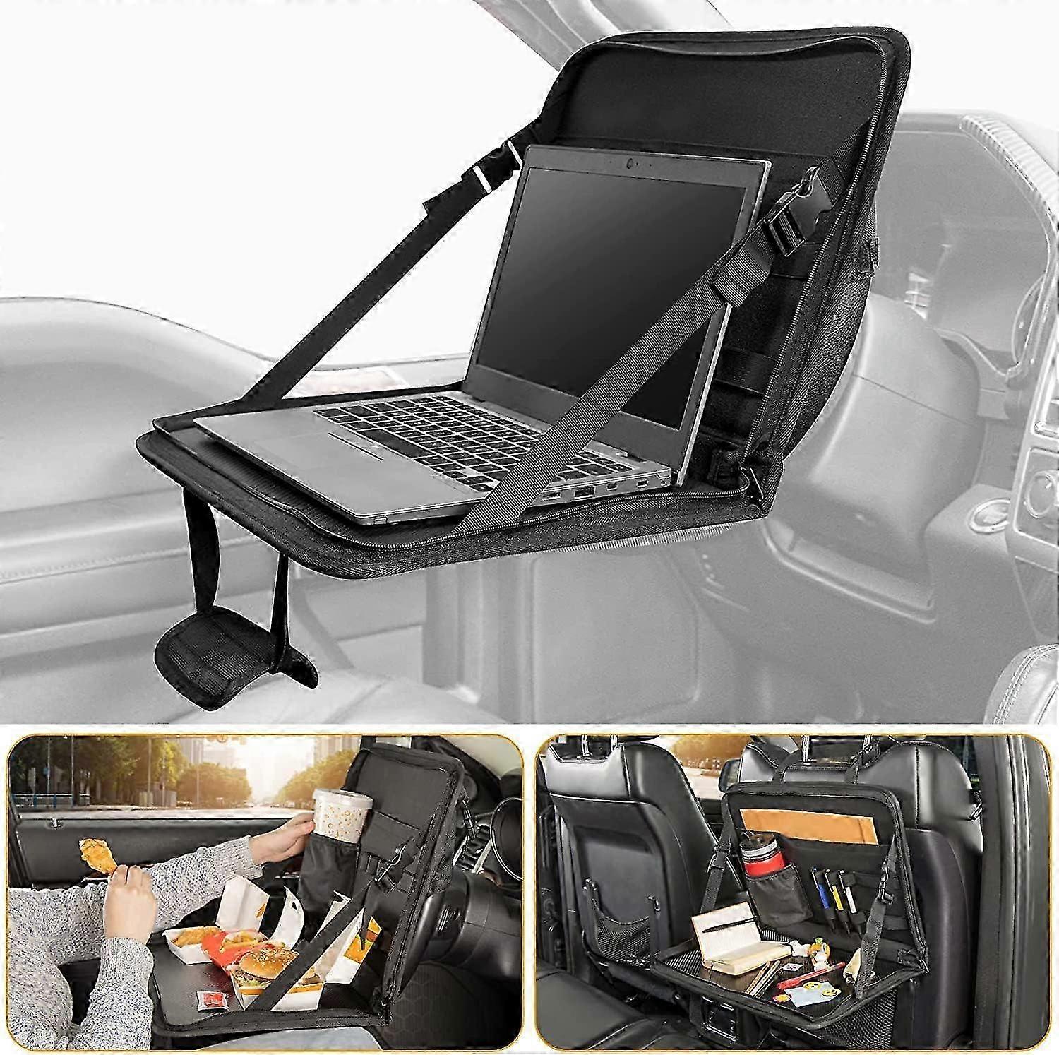 Car Steering Wheel Tray, Laptop Table with Cup Holder, Vehicle Organizer for Meals and Snacks, Portable Tray for Road Trips