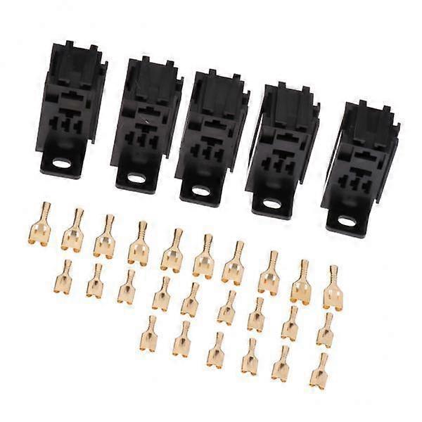 2x 5 Pieces 50A Relay Holder Board Mount Socket with Terminals Black