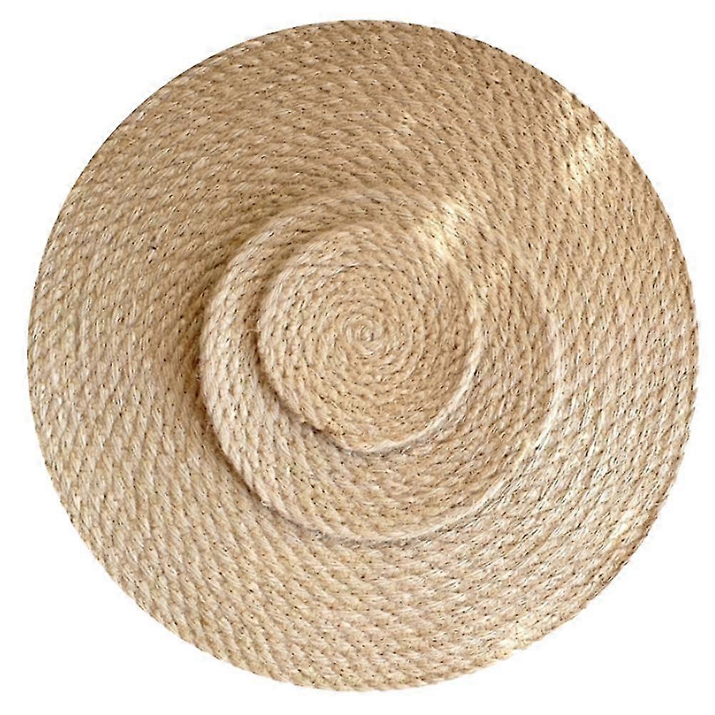 3pcs Linen Straw Woven Round Table Mats - Heatproof, Non-Slip, Insulated (11cm+18cm+30cm)