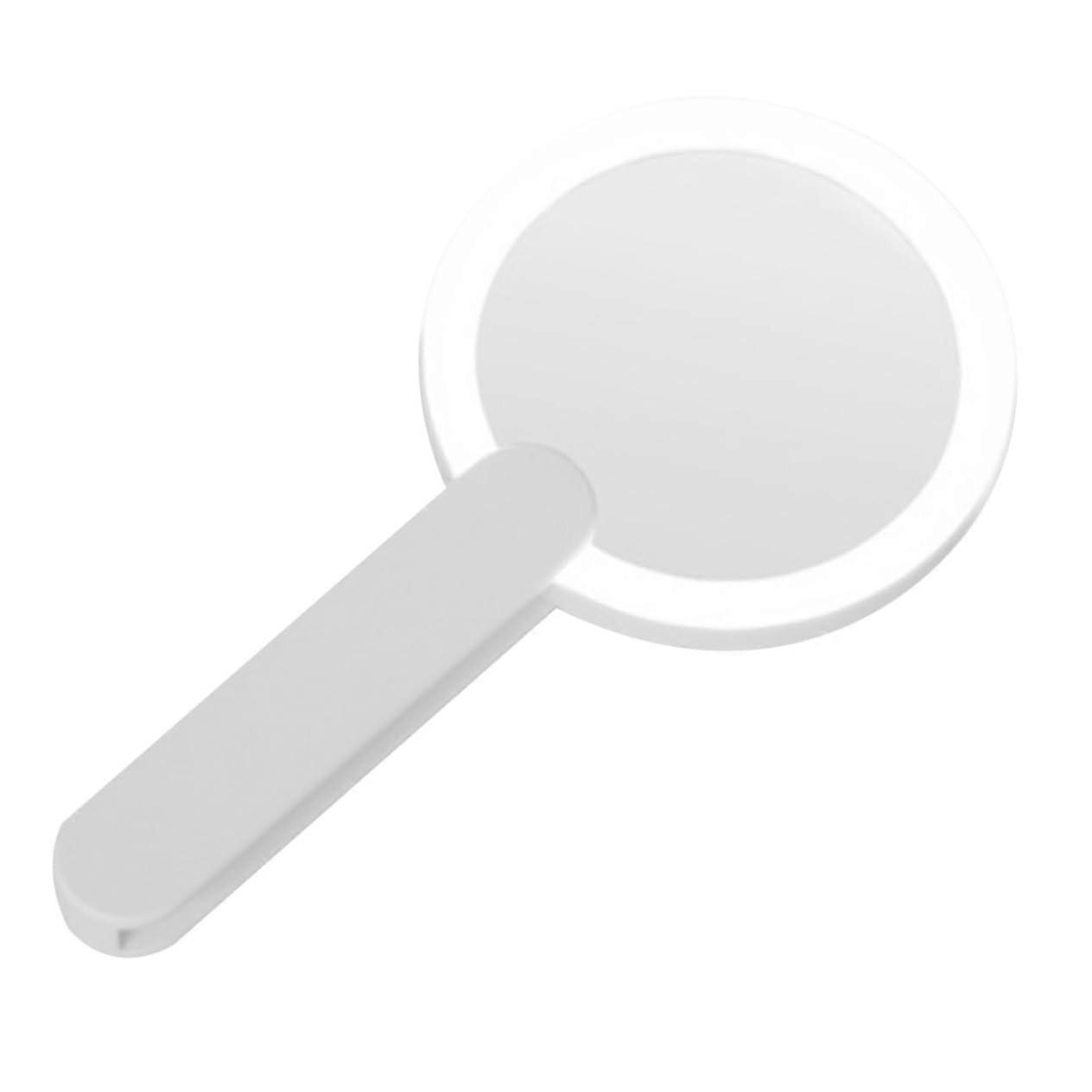Mini Makeup Mirror with Light, Portable Cosmetic Mirror, White Handheld Round Design for Makeup and Beauty Care, Compact Size