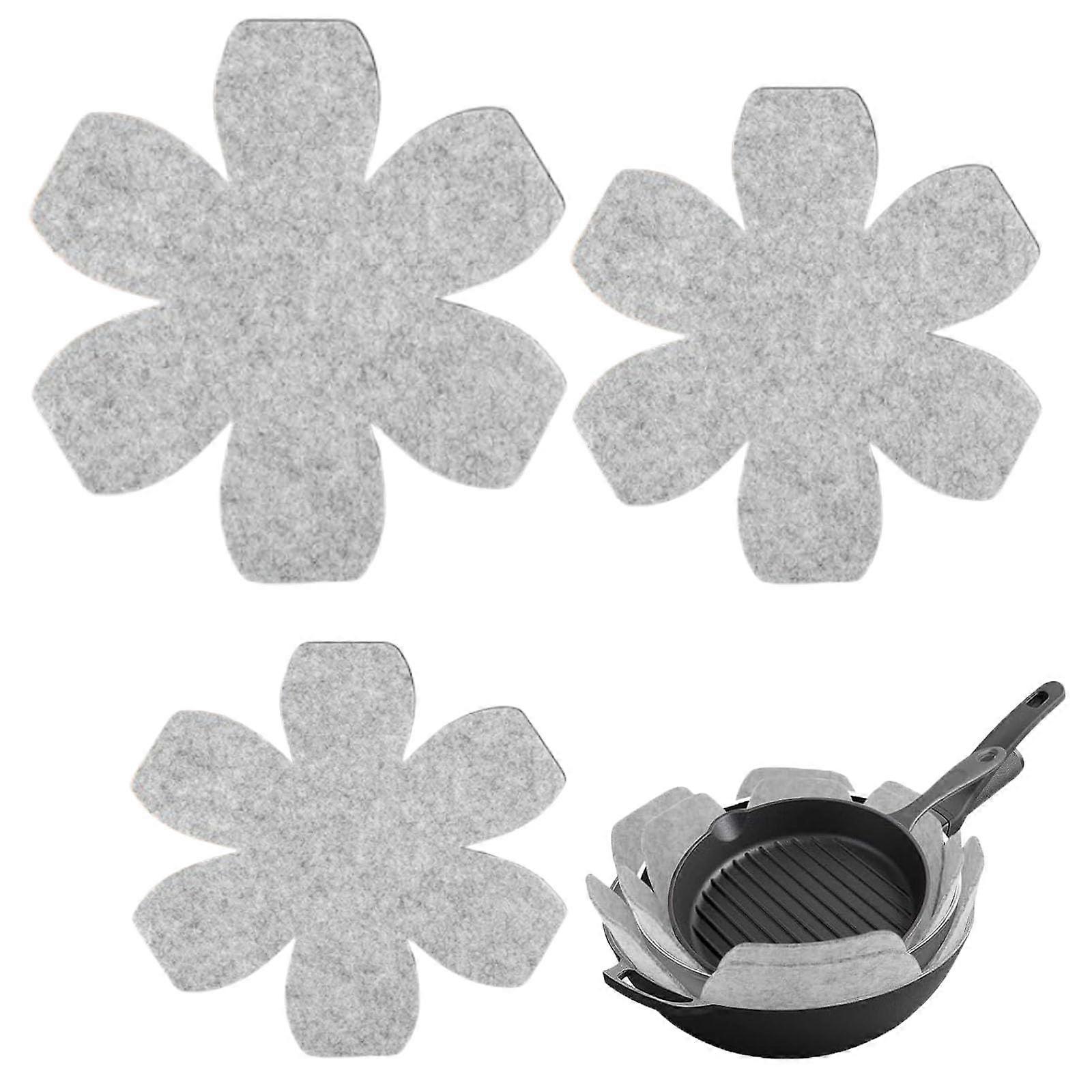 Set of 3 Pan Protectors, Stacking Protection, 3 Sizes, NonSlip Insulation Mat