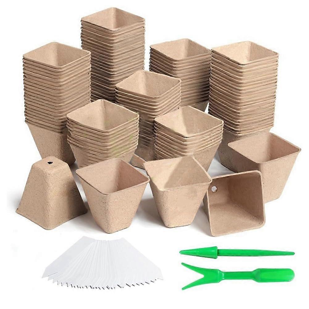 120pack square peat pots for seedlings, seedling pots with drainage holes, biodegradable seed pot sets Ref: 5186