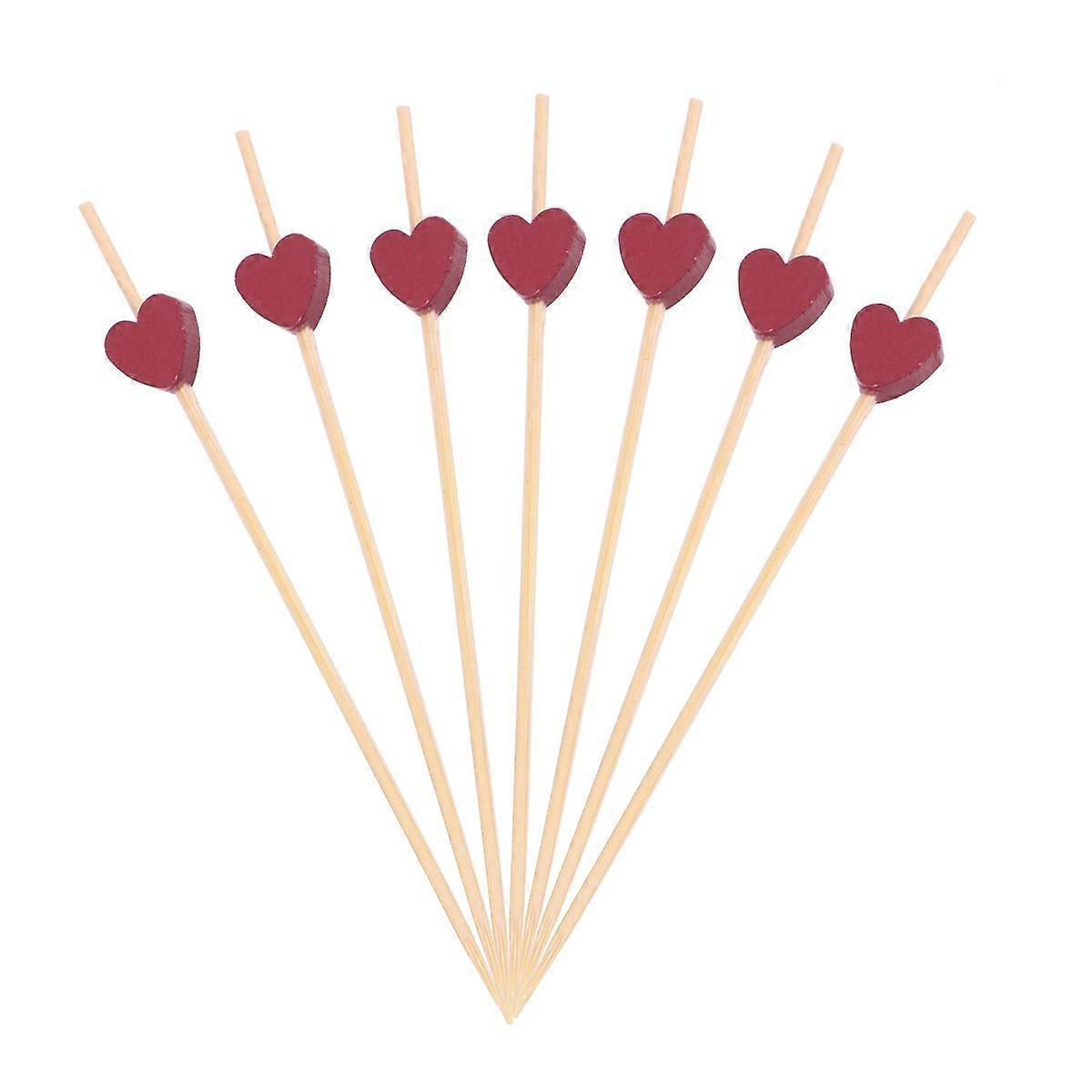 Decorative Toothpicks Creative Handmade Heart Shape Bead Red 12Cm Entertainment Venues 200Pcs